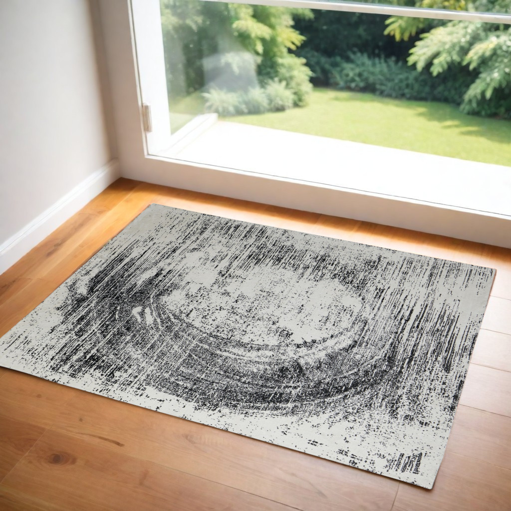 566740 2 x 3 ft. Abstract Hand Woven Rectangle Area Rug, Black & Gray