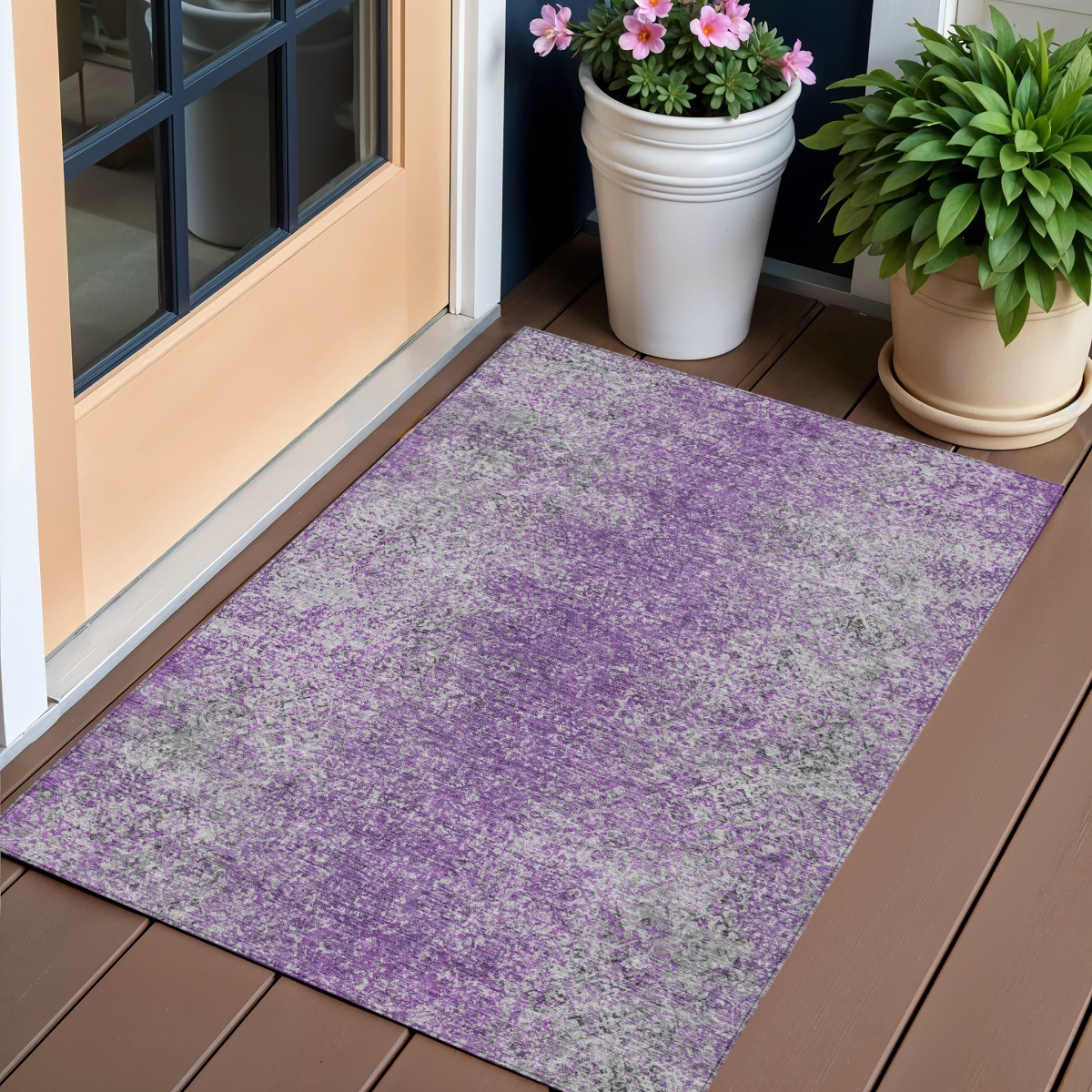 Picture of HomeRoots 588834 3 x 5 ft. Oriental Washable Indoor & Outdoor Rectangle Area Rug&#44; Plum&#44; Purple & Silver