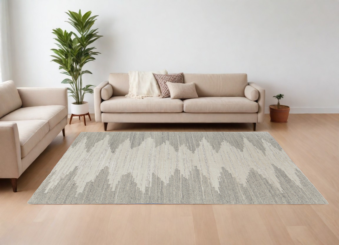 567502 6 x 9 ft. Ombre Hand Woven Rectangle Area Rug, Gray & Ivory