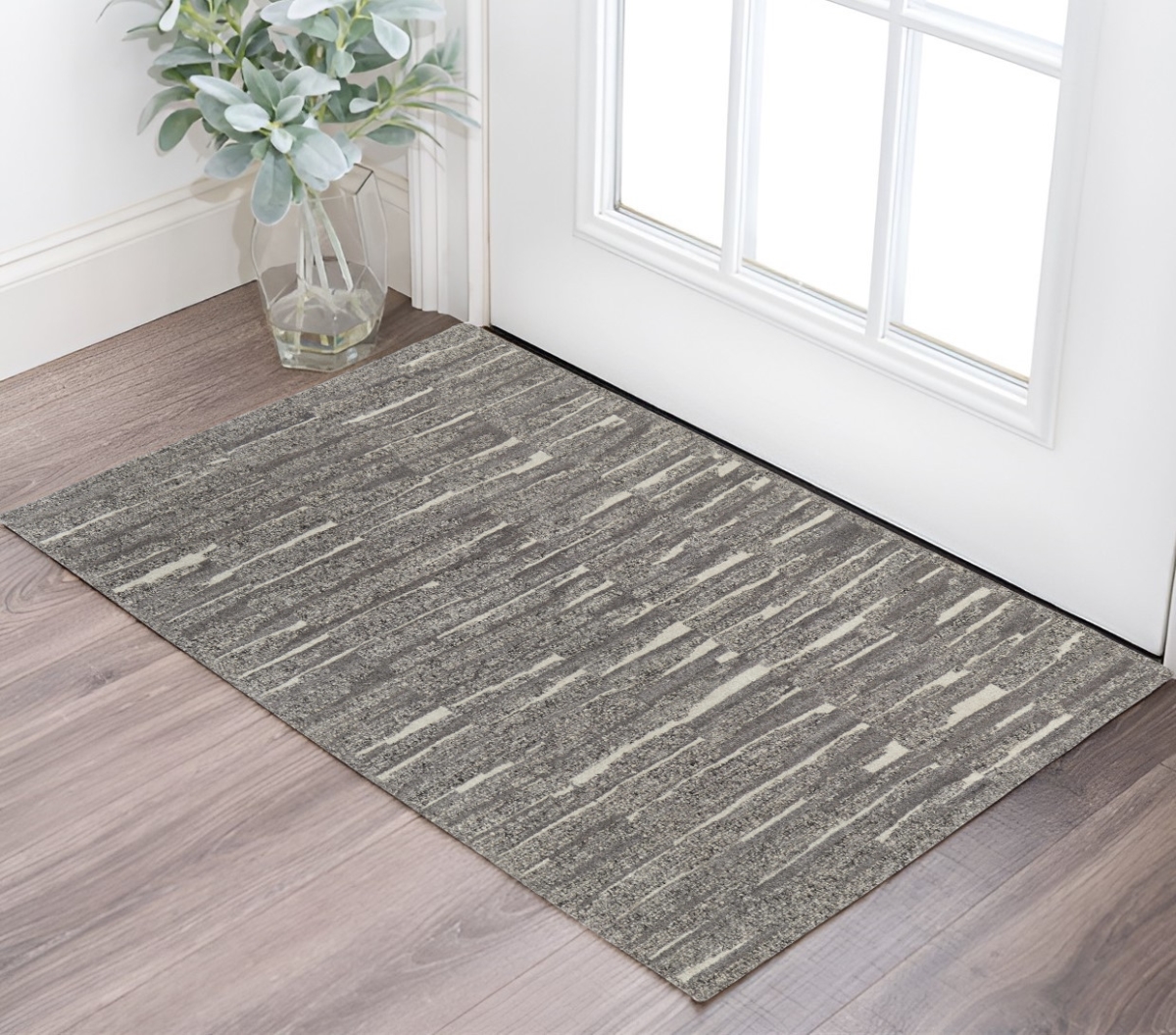 567500 2 x 3 ft. Abstract Hand Woven Rectangle Area Rug, Gray, Ivory & Taupe