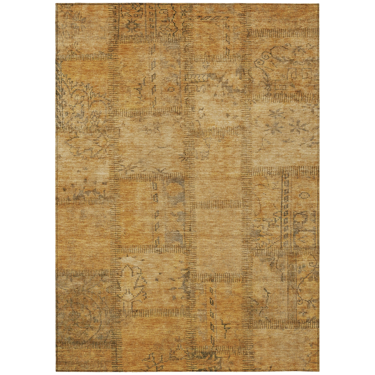 581588 5 x 8 ft. Patchwork Washable Indoor & Outdoor Rectangle Area Rug, Peach, Gray & Charcoal