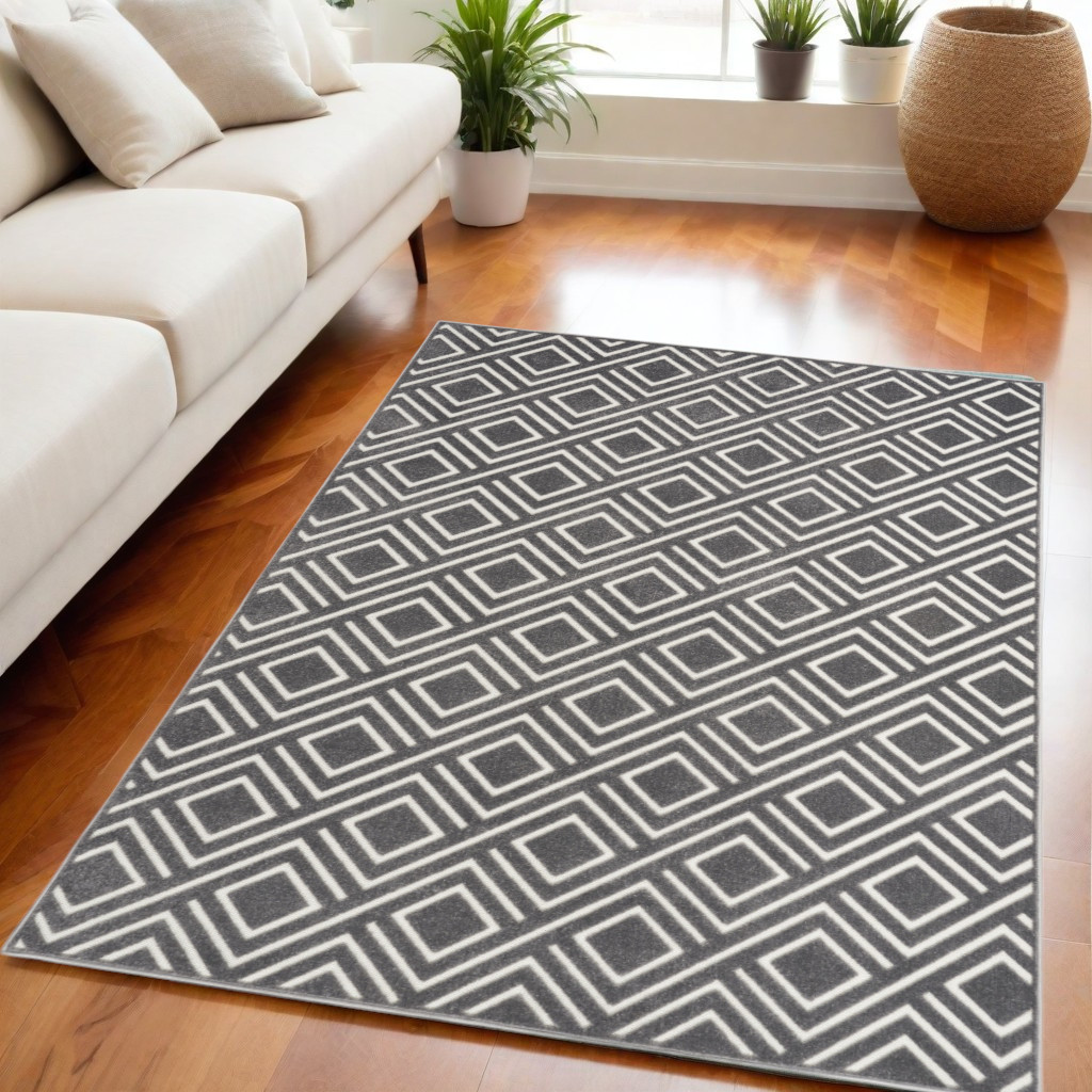 564036 5 x 7 ft. Geometric Rectangle Area Rug, Gray