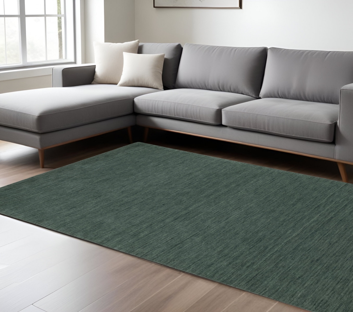 576339 10 x 13 ft. Wool Hand Tufted Rectangle Area Rug, Teal & Blue