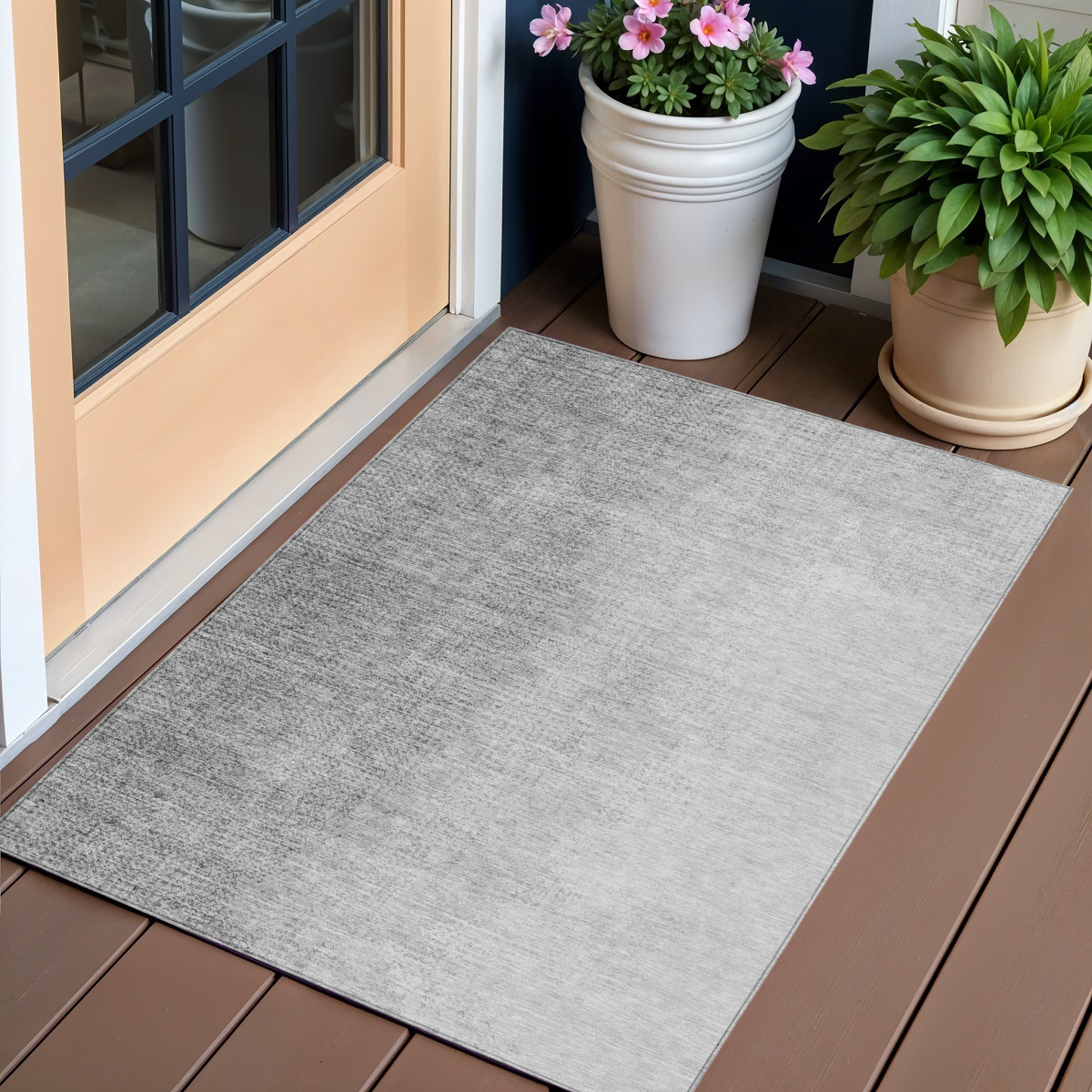 588226 3 x 5 ft. Abstract Washable Indoor & Outdoor Rectangle Area Rug, Gray & Silver