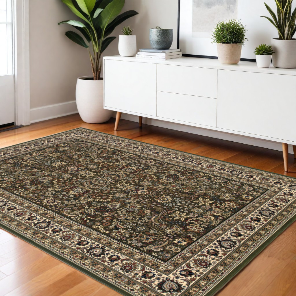 574336 4 x 6 ft. Oriental Rectangle Area Rug, Green & Ivory
