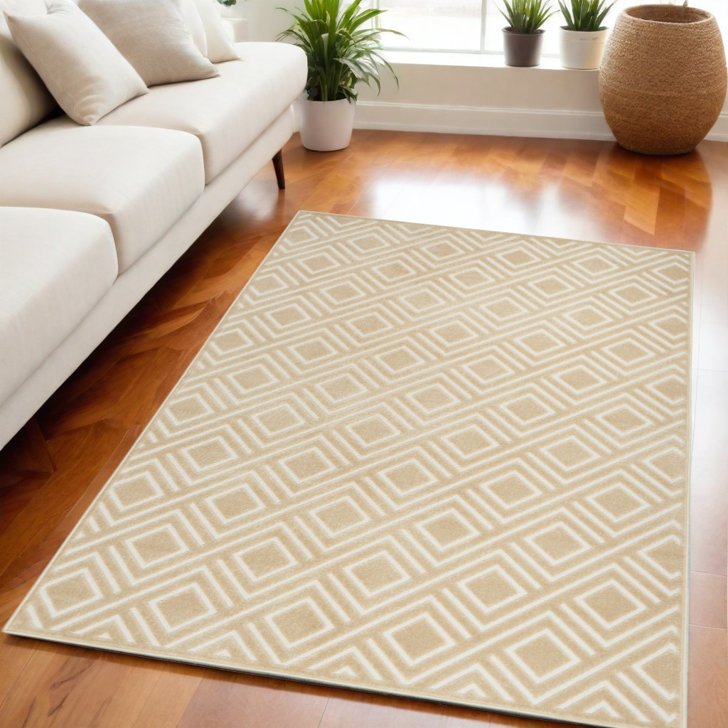 564045 5 x 7 ft. Geometric Rectangle Area Rug, Tan