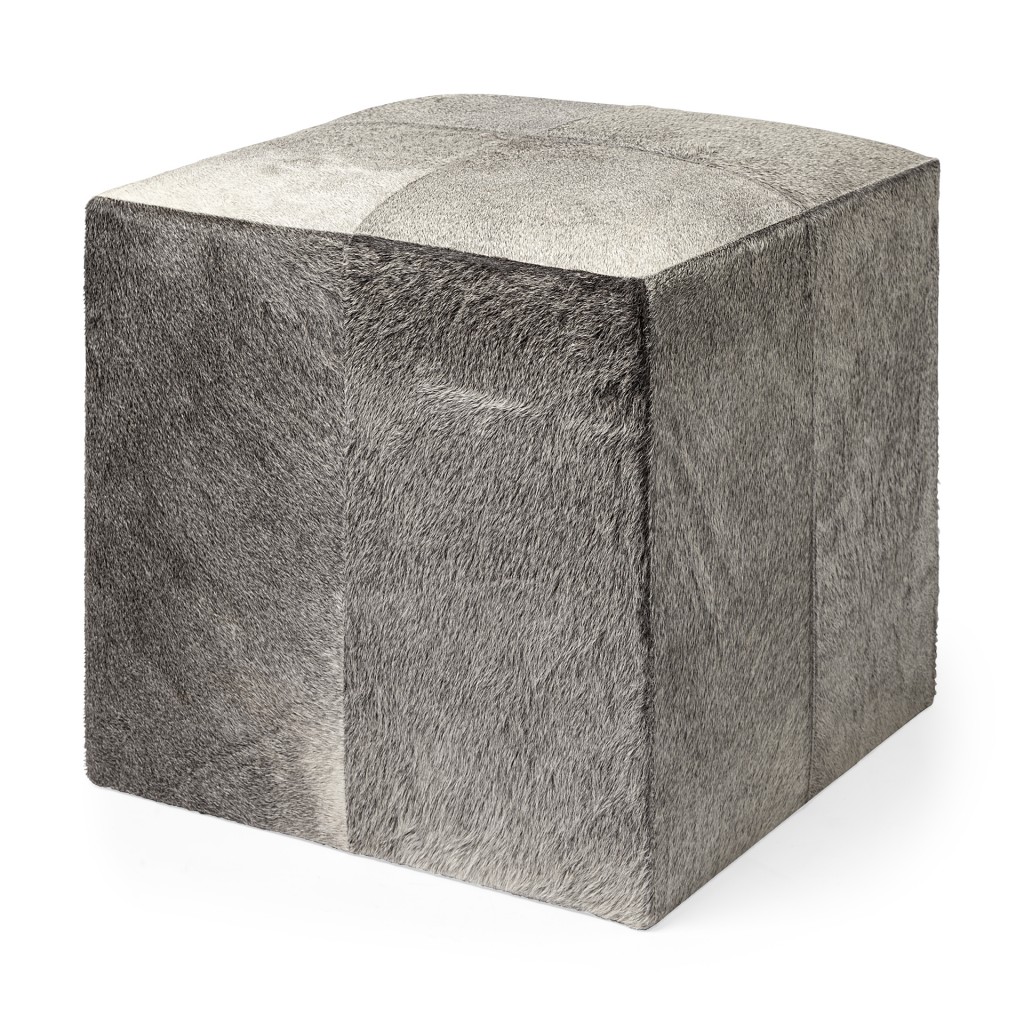 394248 20 in. Wool Cube Ottoman, Gray