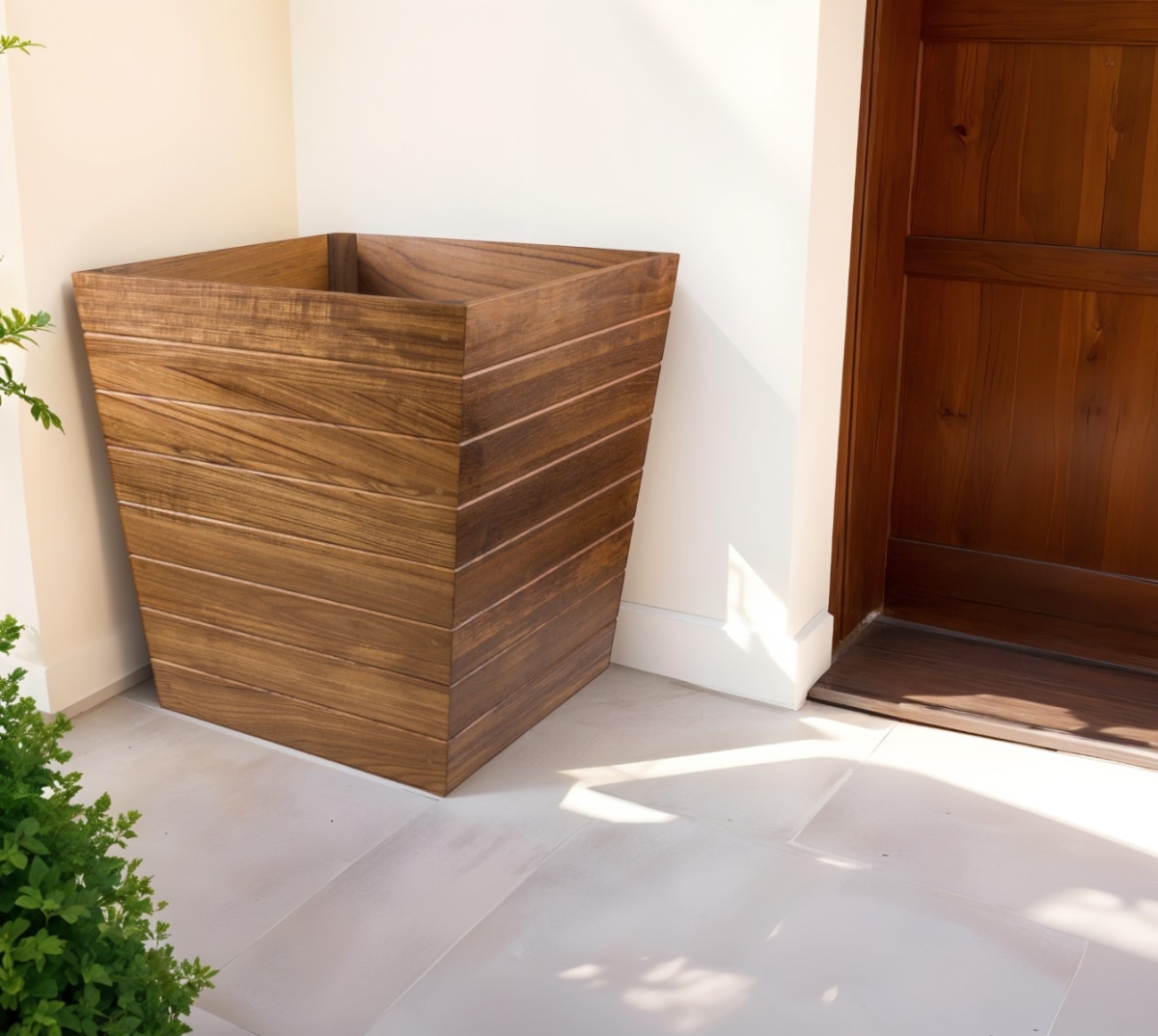 476244 21 in. Brown Solid Wood Indoor & Outdoor Square Planter Box