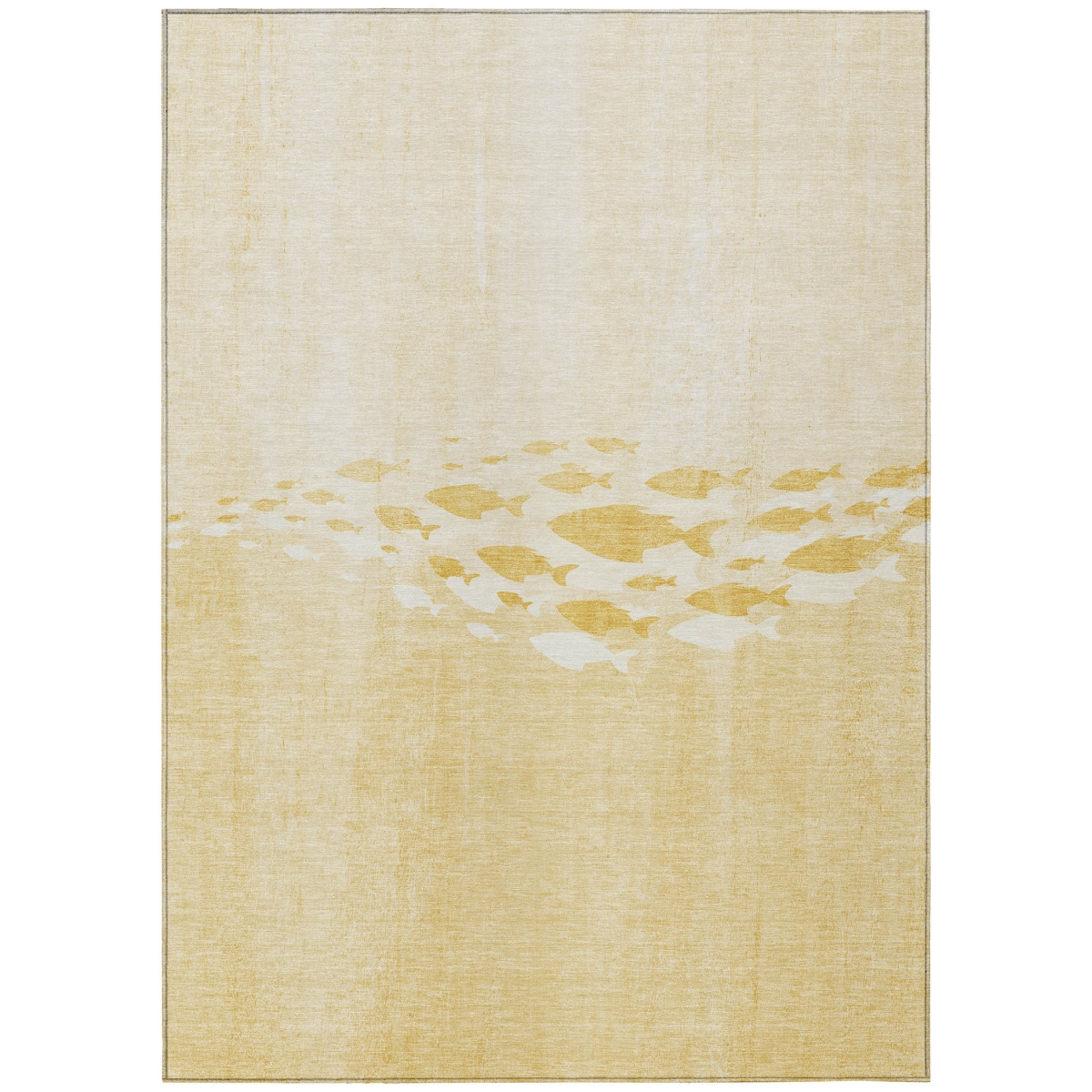 Nautical Washable Area Rug - Gold & Yellow - 5 x 8 ft. - Stain Resistant