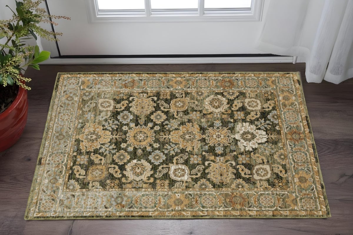 575962 3 x 5 ft. Oriental Rectangle Area Rug, Green & Gold