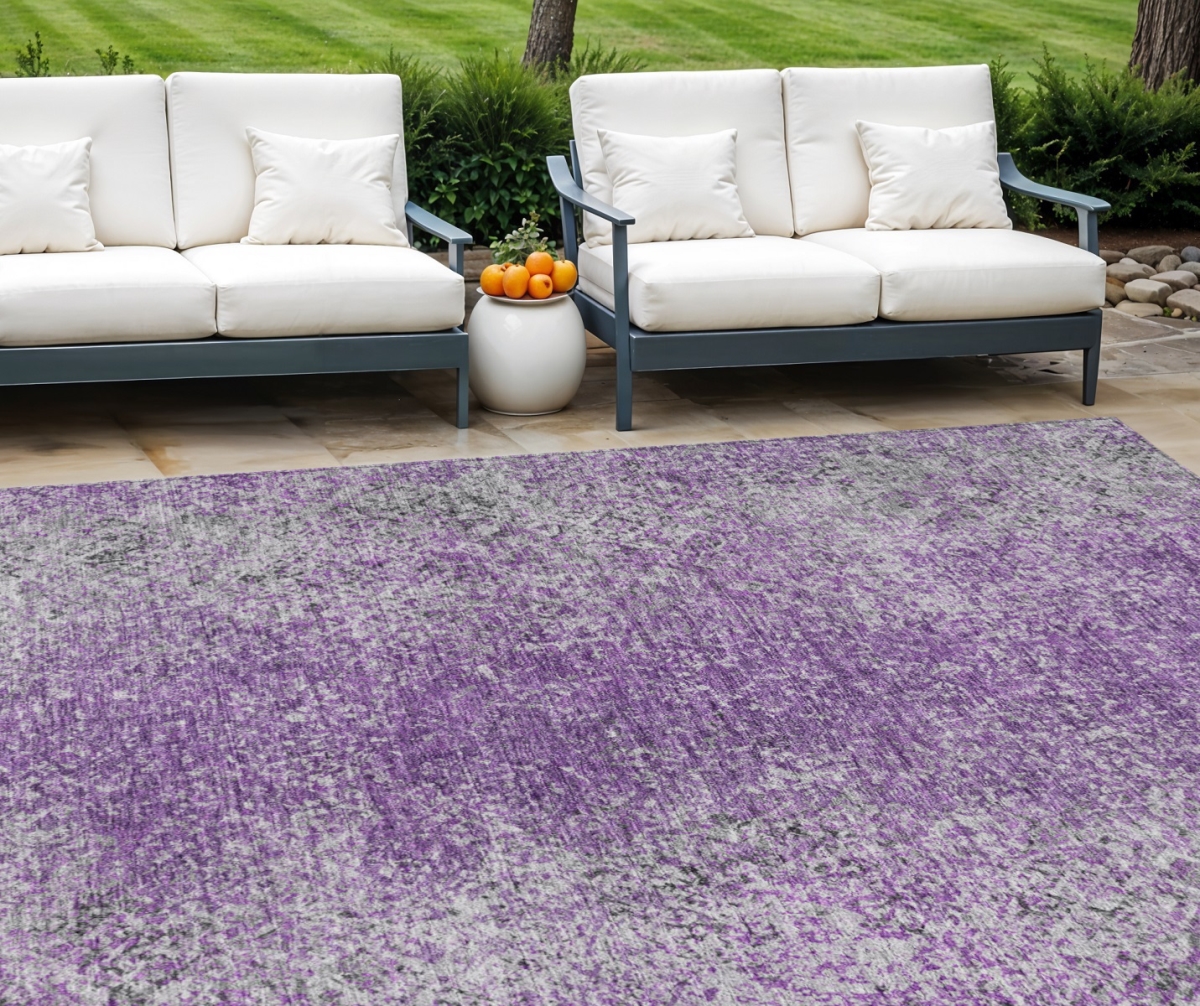 Picture of HomeRoots 588839 10 x 14 ft. Oriental Washable Indoor & Outdoor Rectangle Area Rug&#44; Plum&#44; Purple & Silver