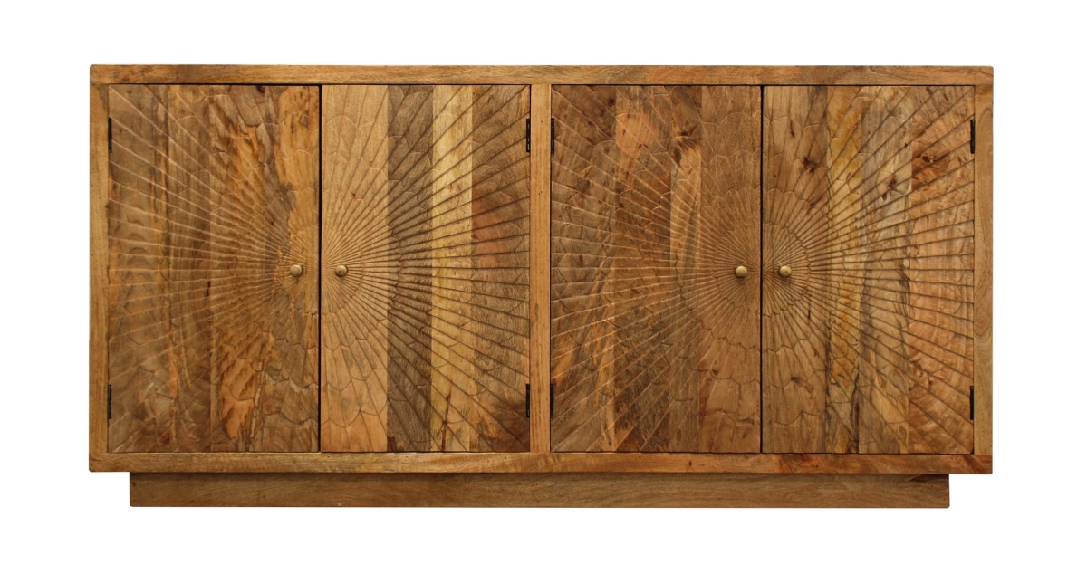 488643 72 in. Brown Solid Wood Sideboard with Four Doors