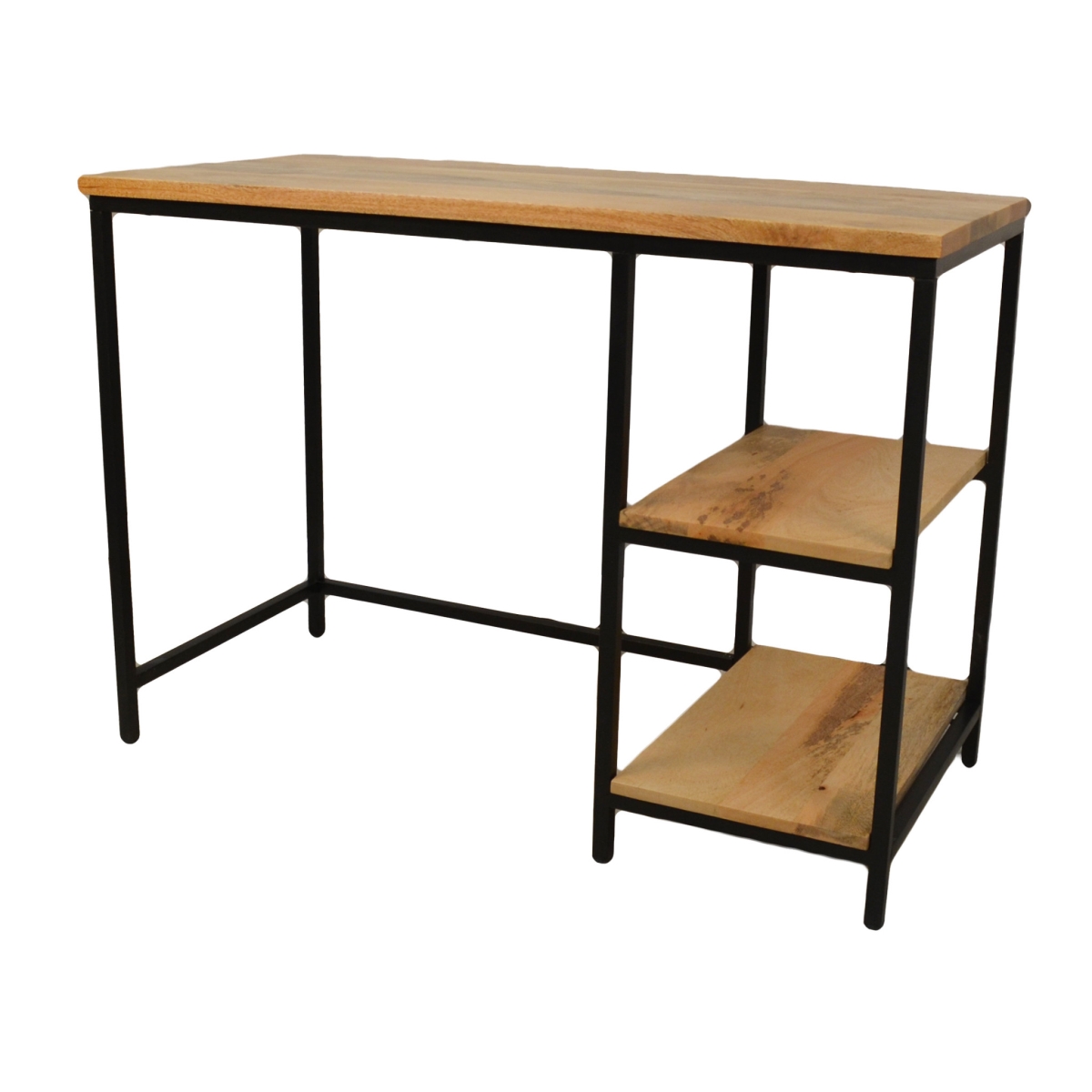 516426 42 in. Natural & Black Solid Wood & Metal Computer Desk