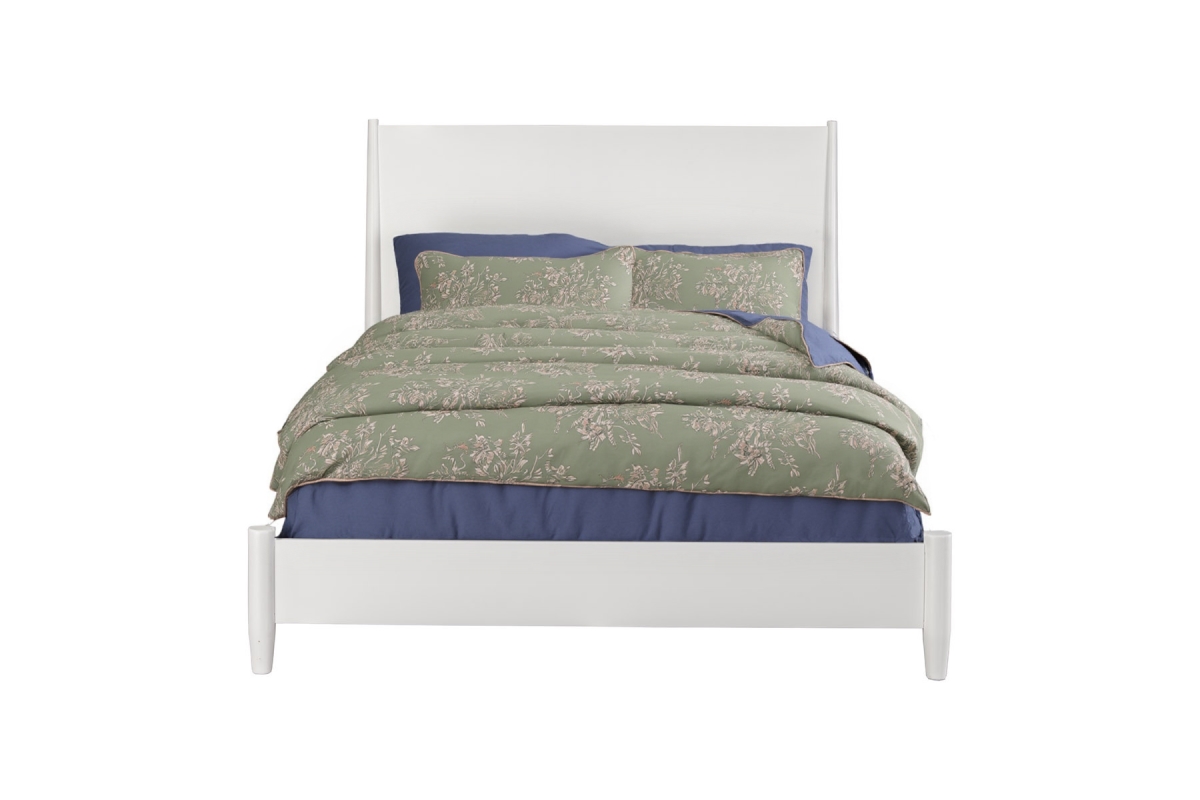 524821 White Solid Wood Queen Size Bed Frame