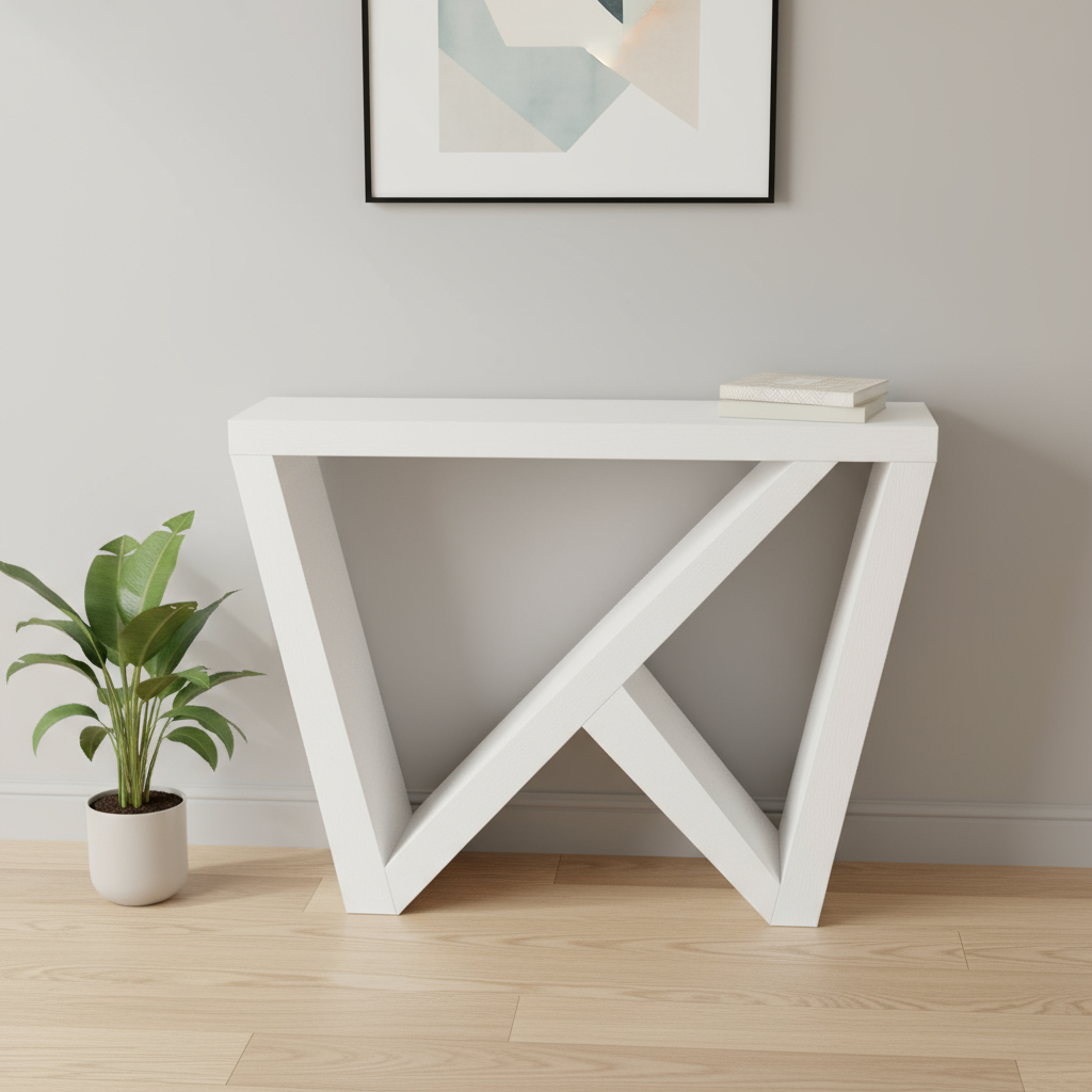 489748 32 x 47.25 x 11.5 in. White Wood Abstract End Table