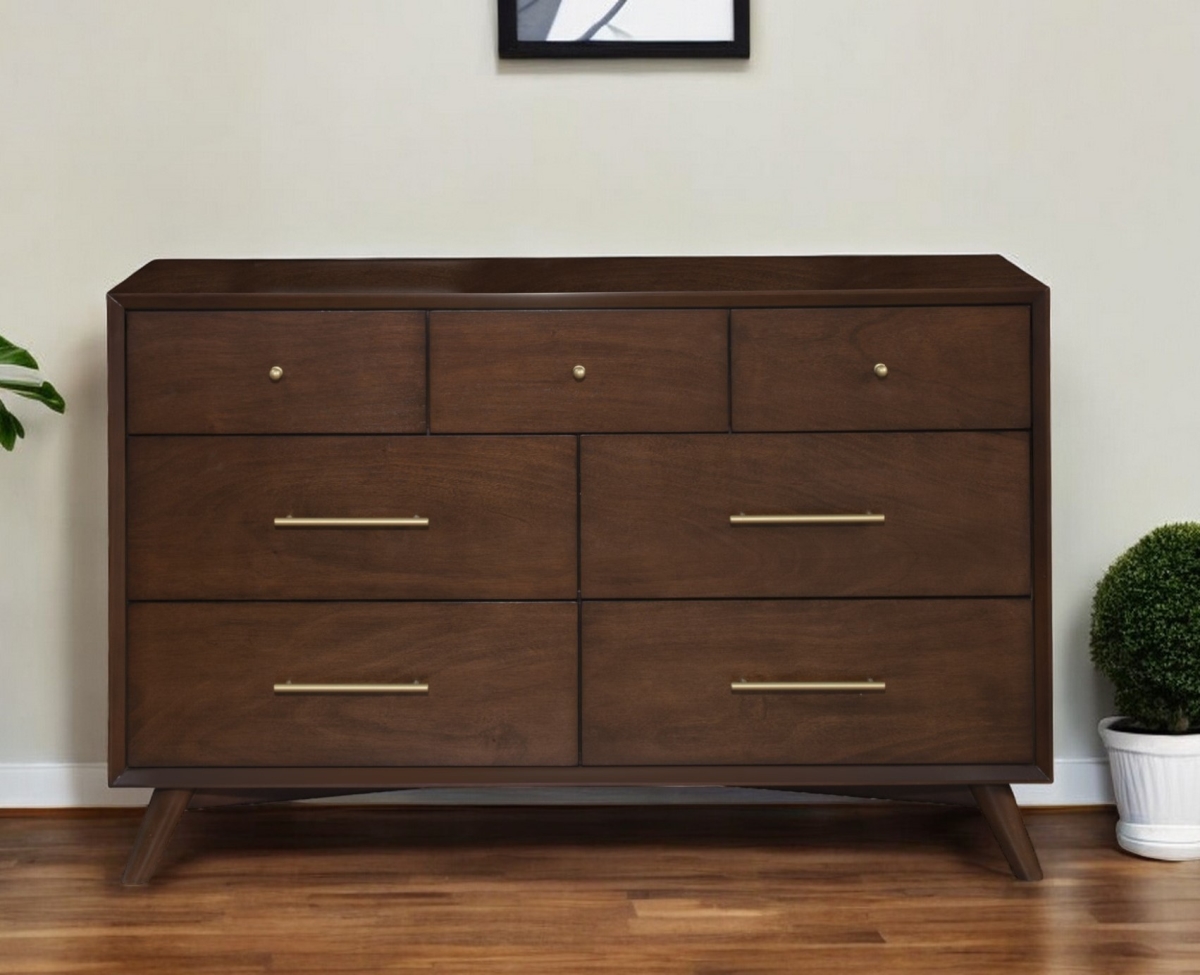 524148 40 x 60 x 23 in. Walnut Solid Wood 7 Drawers Double Dresser