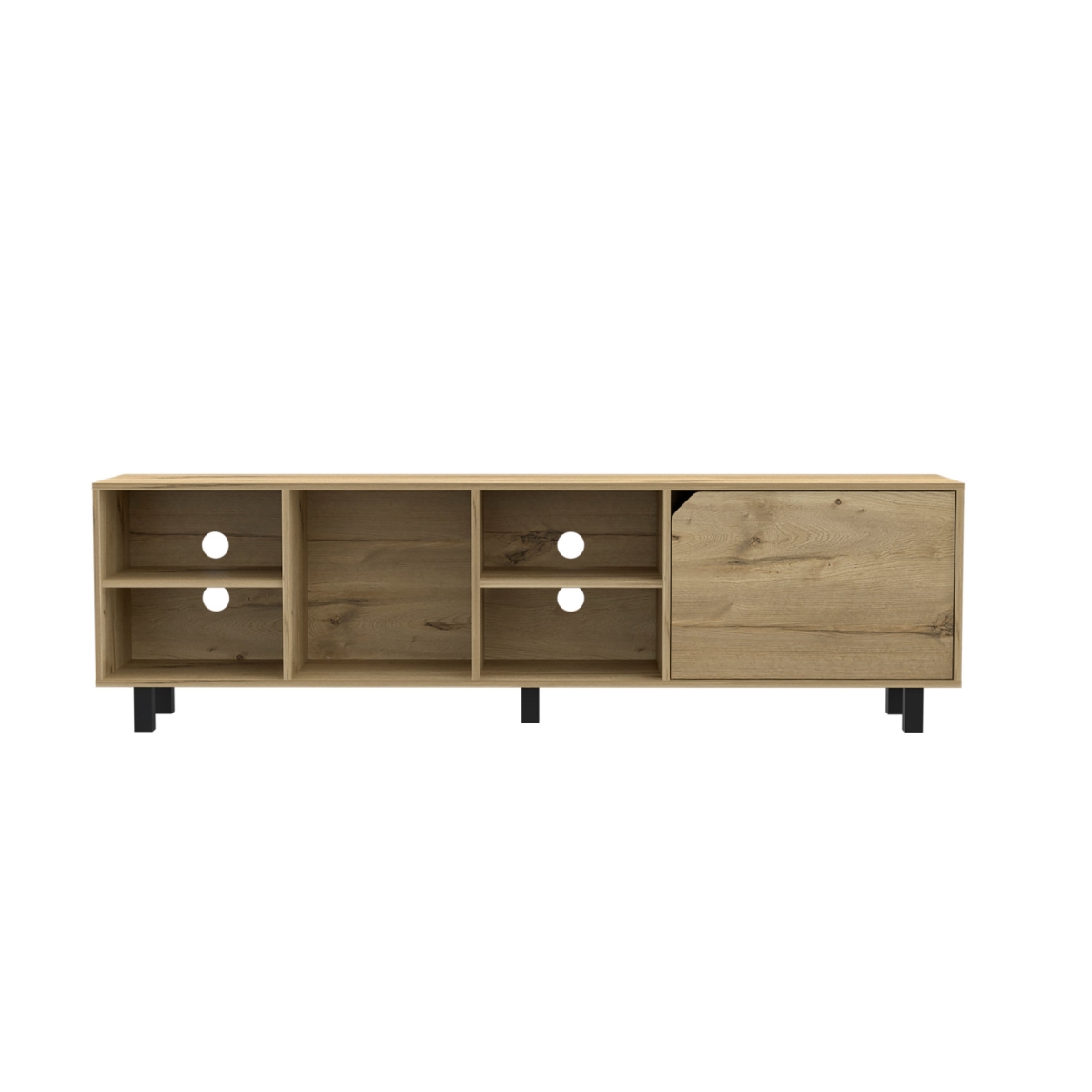 Picture of HomeRoots 478334 71 in. Natural Wood Enclosed & Open Storage TV Stand