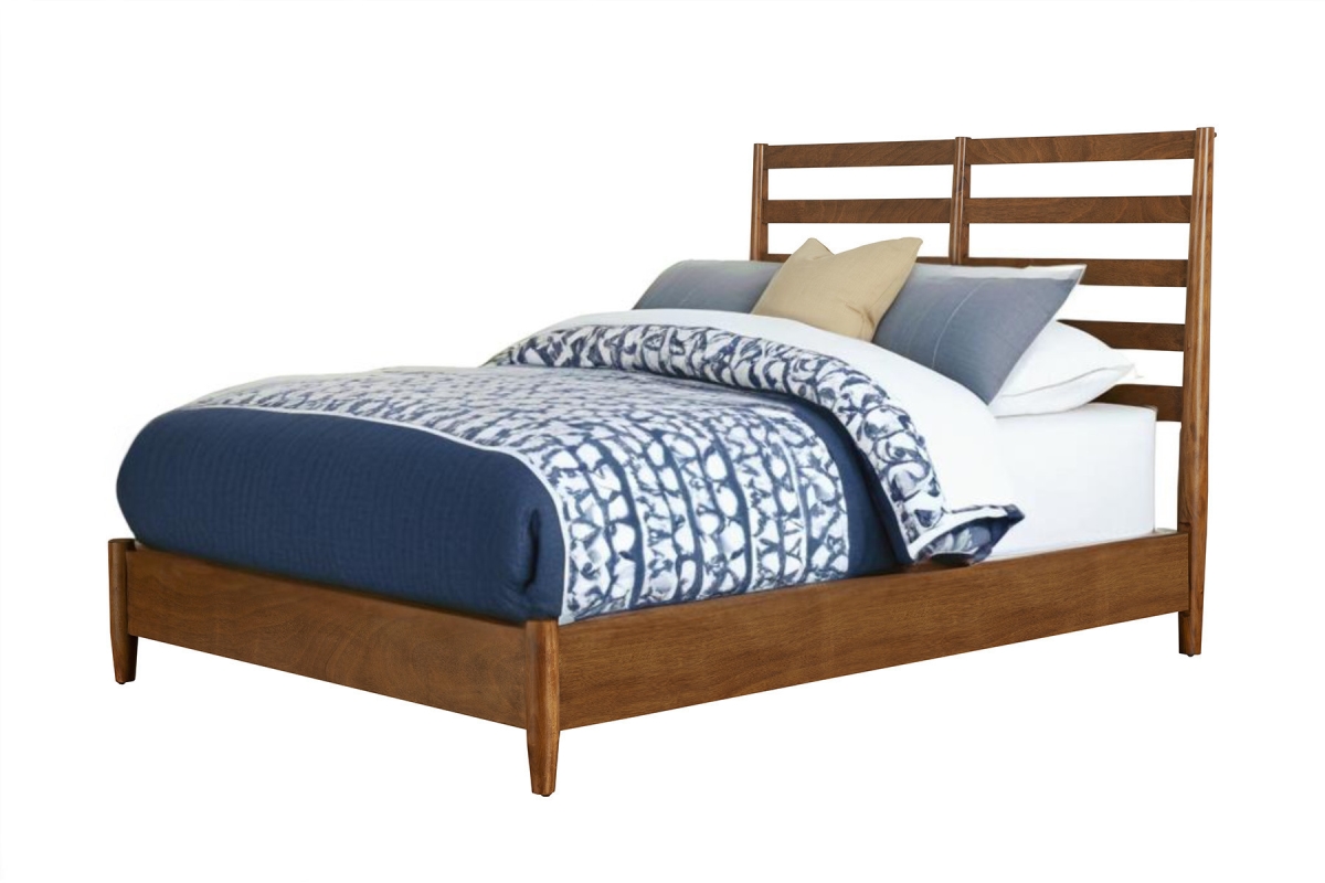 Picture of HomeRoots 524799 Brown Slat Back Solid Wood King Size Bed Frame