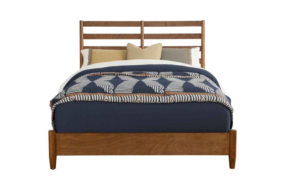 524797 Brown Slat Back Solid Wood Queen Size Bed Frame