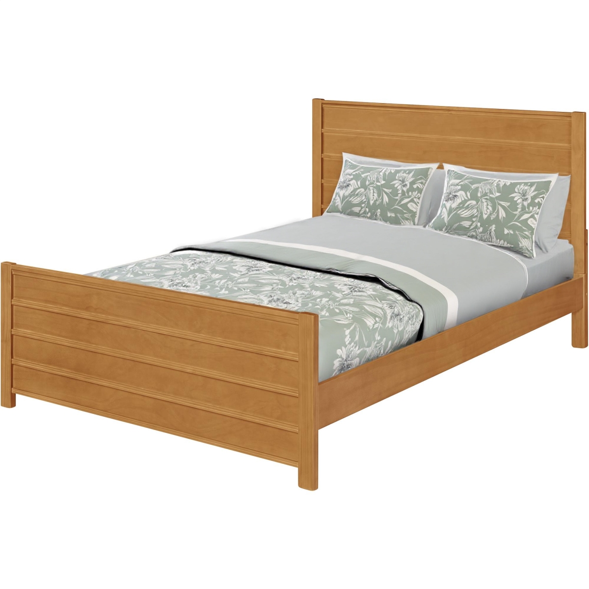 523651 Brown Ribbed Texture Solid Wood King Size Bed Frame