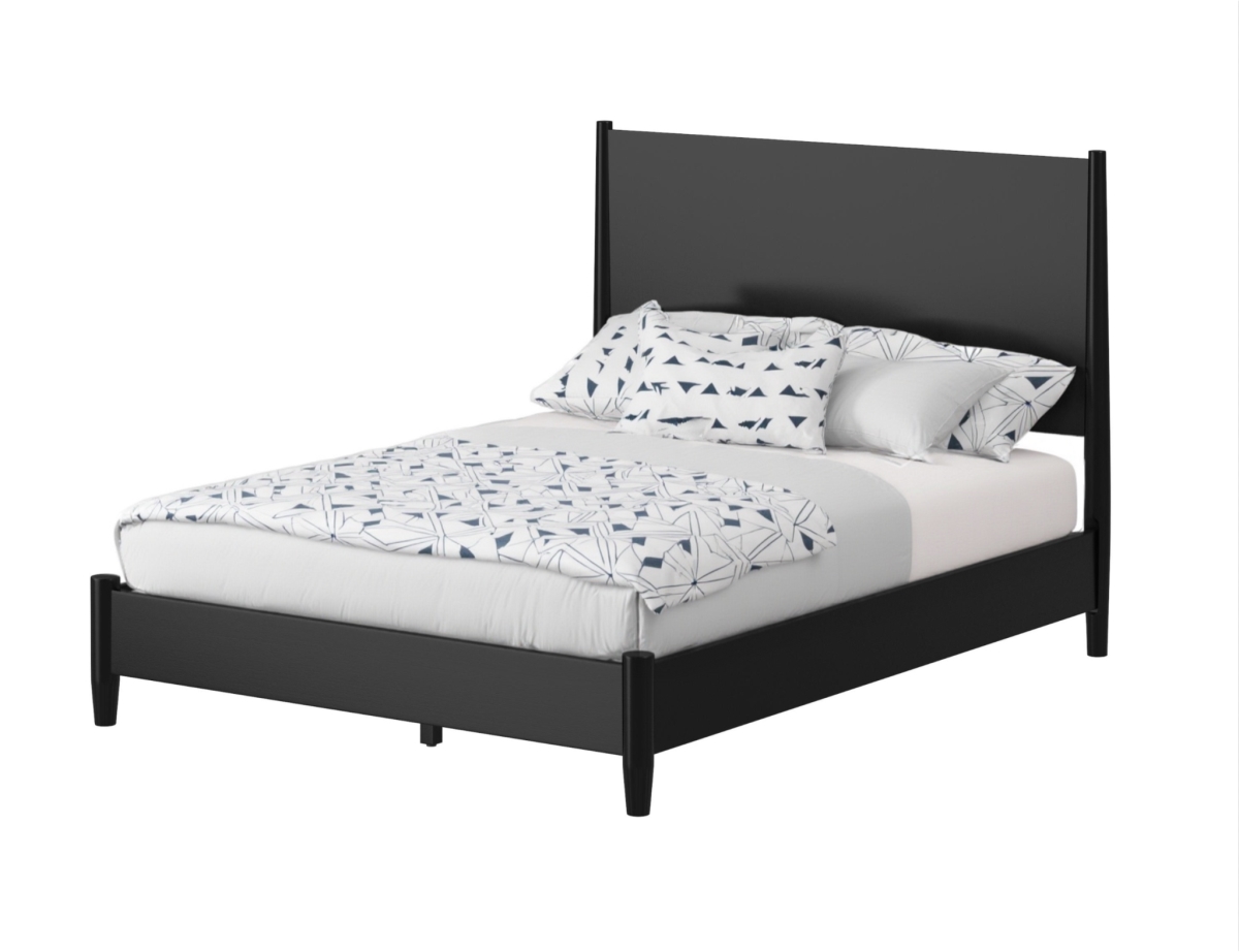 524815 Black Solid Wood Queen Bed Frame