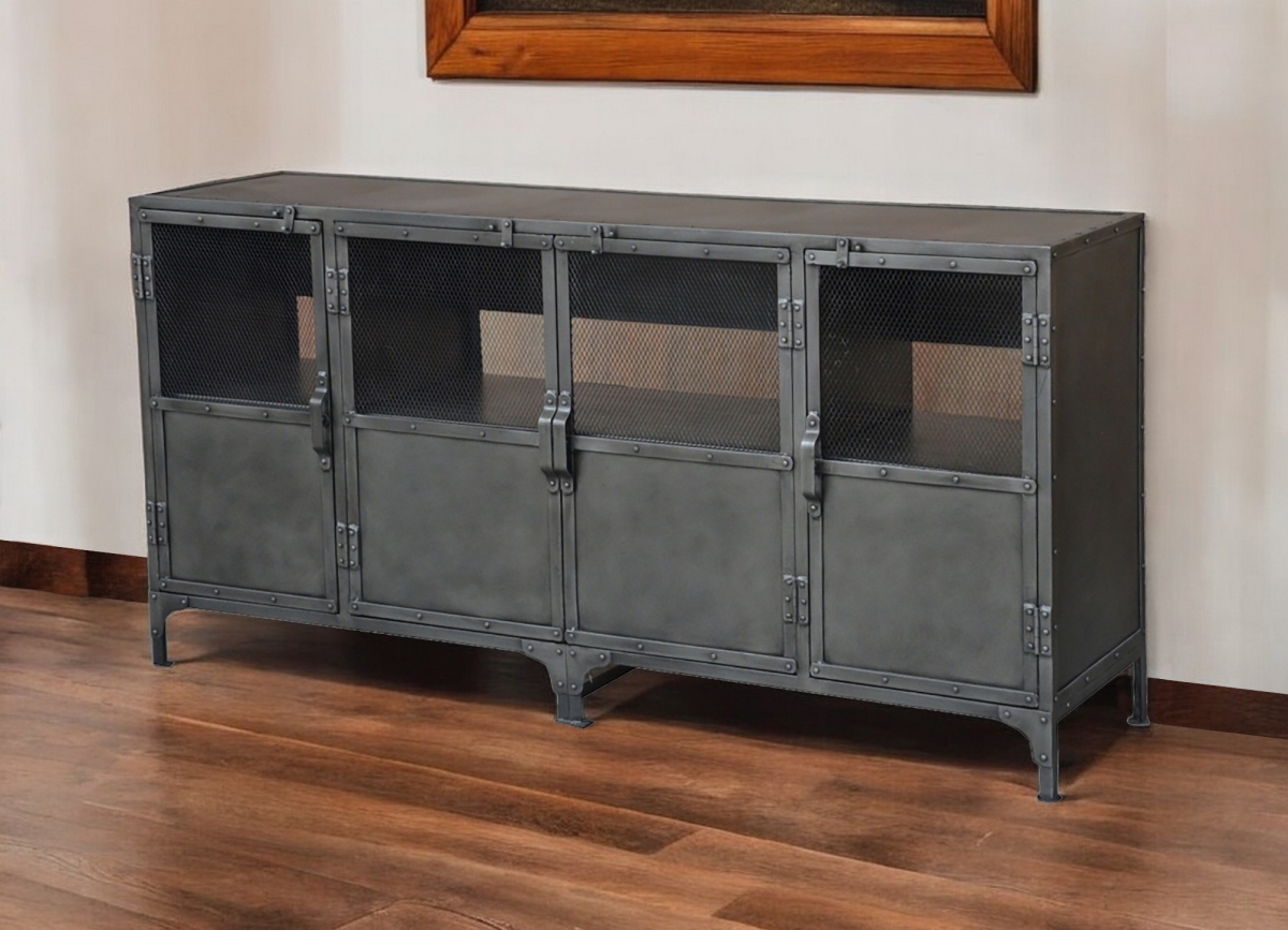Picture of HomeRoots 489501 72 in. Dark Gray Metal Enclosed Storage TV Stand