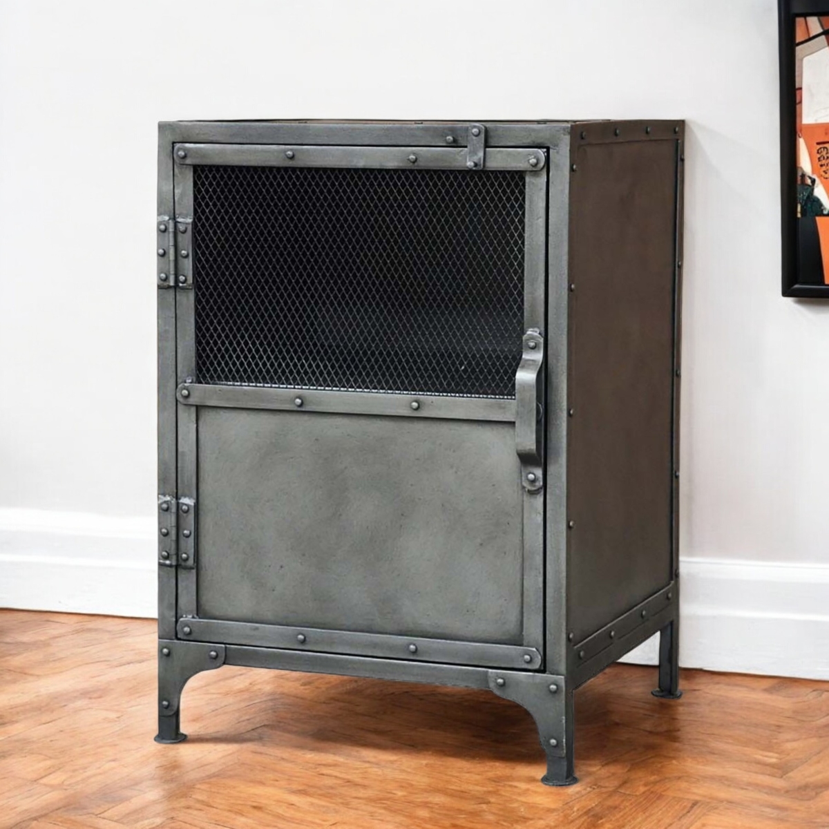 489017 29 x 20 x 18 in. Silver Metal Rectangular Accent Cabinet with 2 Shelves