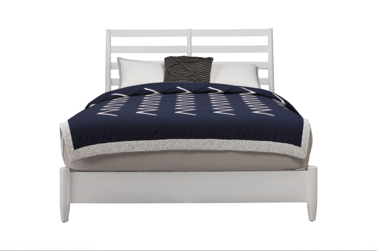 Picture of HomeRoots 524802 White Slat Back Solid Wood King Size Bed Frame