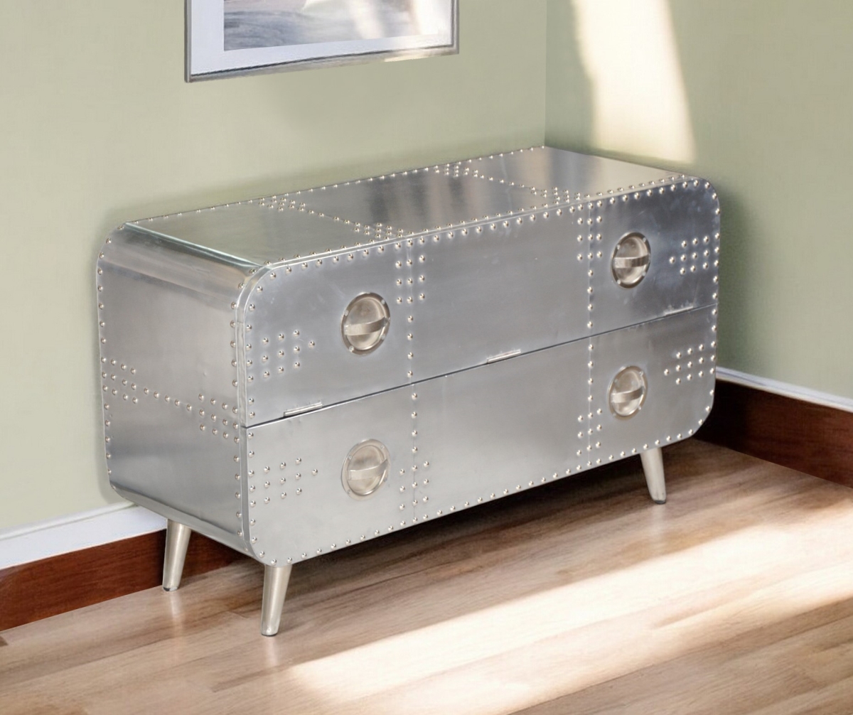 Picture of HomeRoots 489549 44 in. Silver Aluminum Enclosed Storage TV Stand