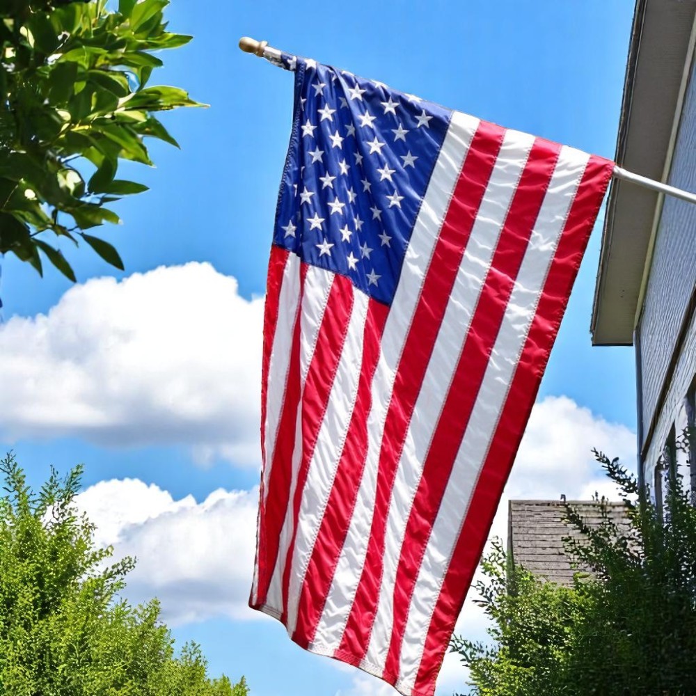 480871 3 x 5 ft. Red White & Blue Embroidered Nylon American Flag