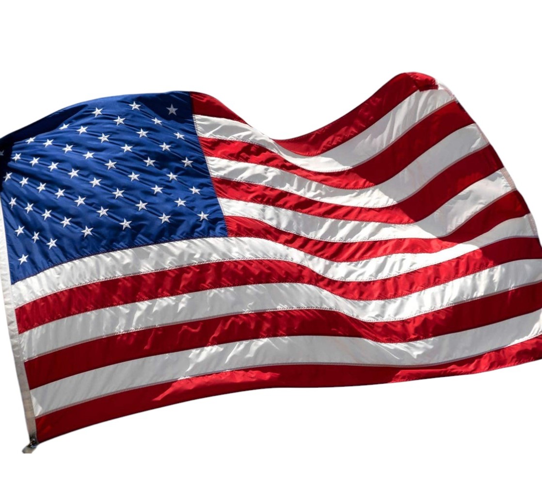 480873 Red White & Blue Embroidered Nylon American Flags - Set of 4