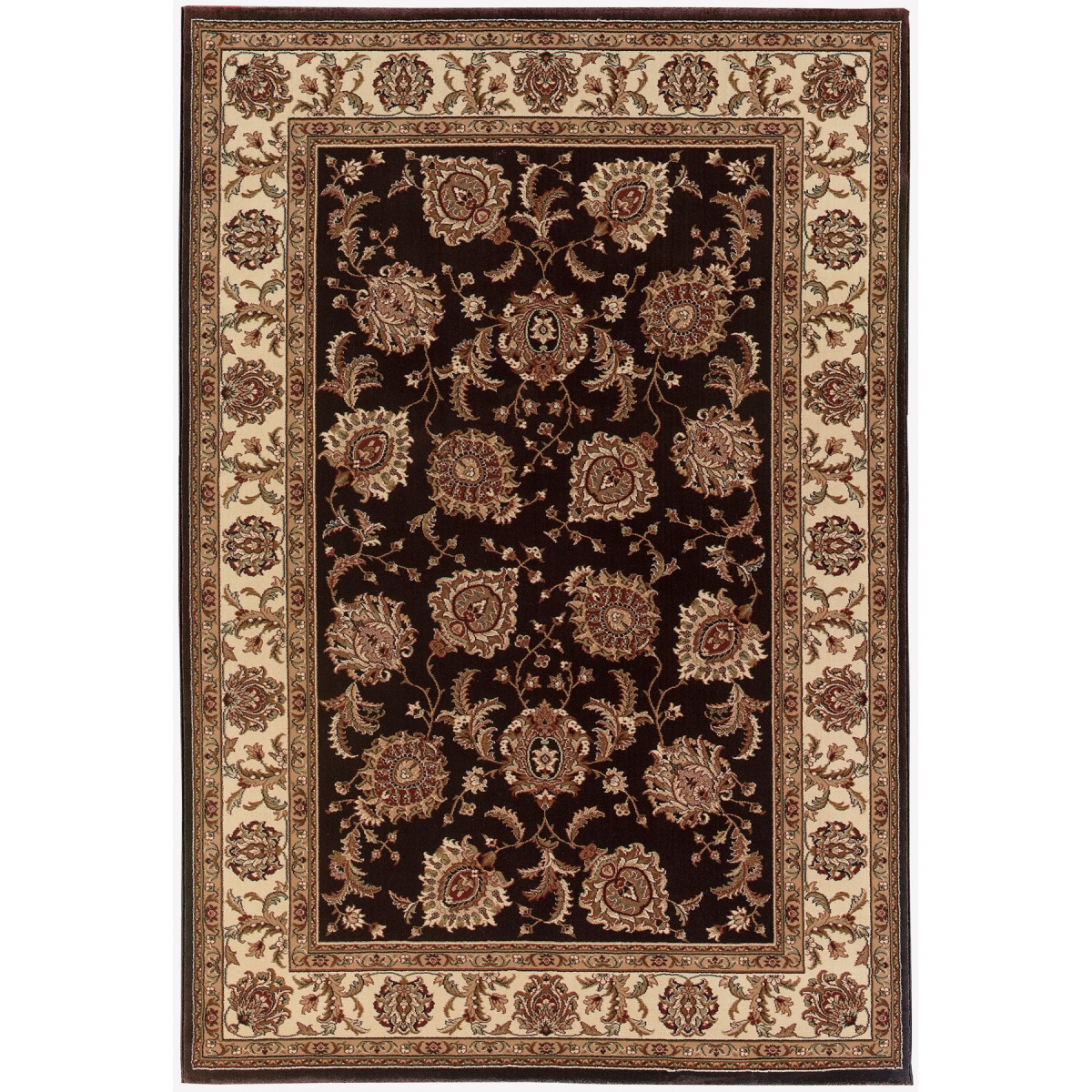 574151 8 ft. Brown & Ivory Oriental Square Traditional Rug