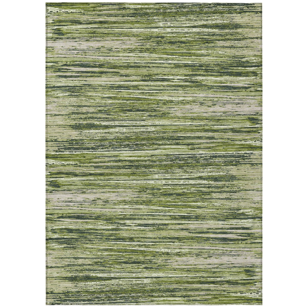 593299 10 x 14 ft. Olive Green & Ivory Striped Washable Indoor & Outdoor Rectangle Area Rug
