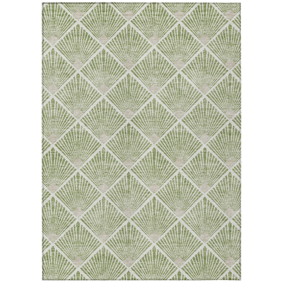 594706 10 x 14 ft. Green, Beige & Ivory Geometric Washable Indoor & Outdoor Rectangle Area Rug
