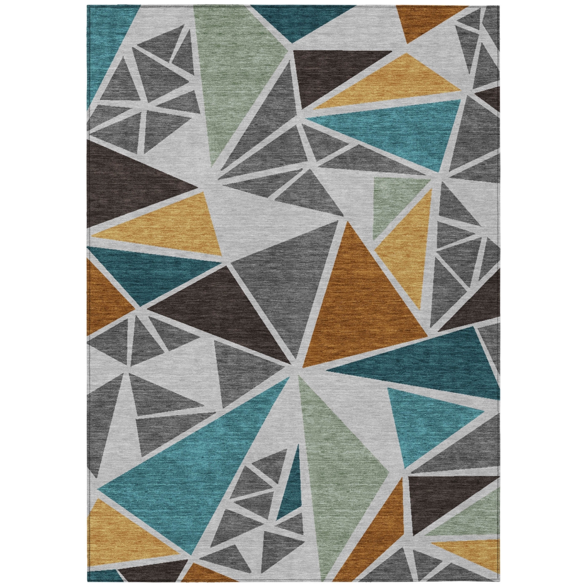 600367 5 x 8 ft. Gray, Copper & Brown Geometric Washable Indoor & Outdoor Rectangle Area Rug