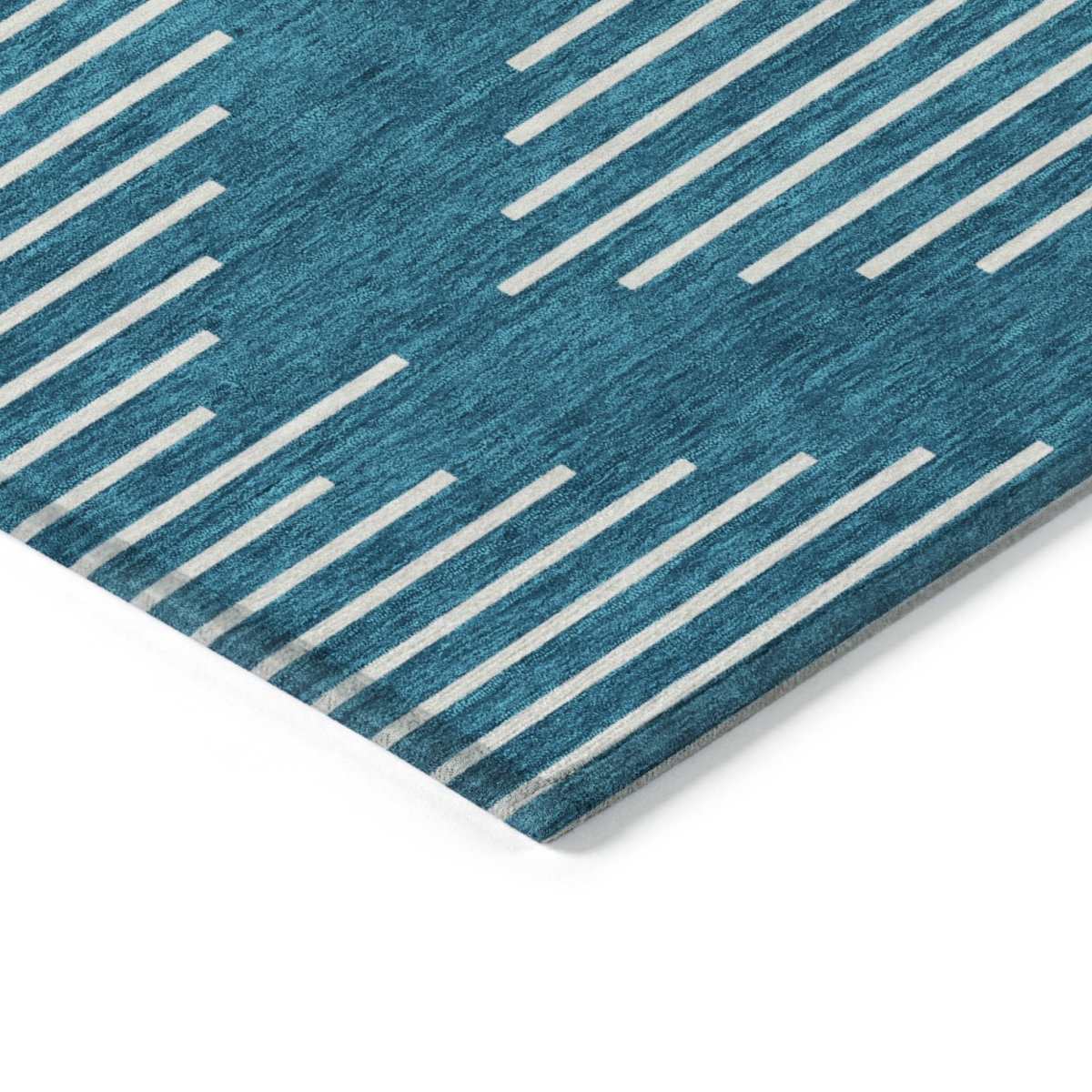 598627 10 x 14 ft. Teal Blue & Ivory Geometric Washable Indoor & Outdoor Rectangle Area Rug