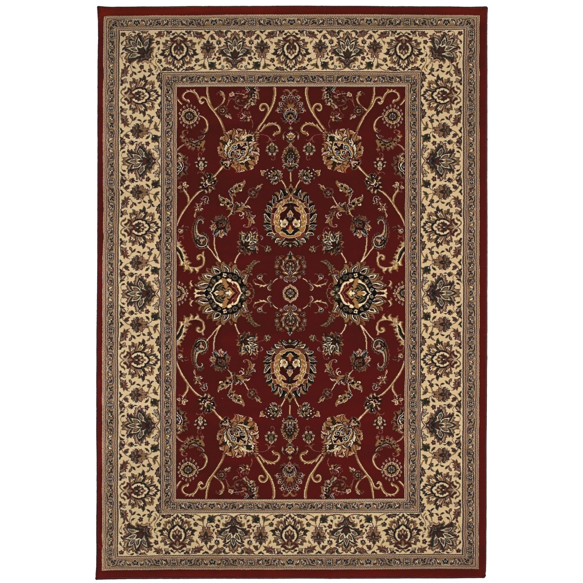 574166 8 ft. Red & Ivory Oriental Square Traditional Rug