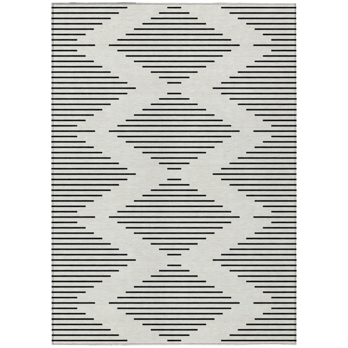 598583 8 x 10 ft. Ivory & Black Geometric Washable Indoor & Outdoor Rectangle Area Rug