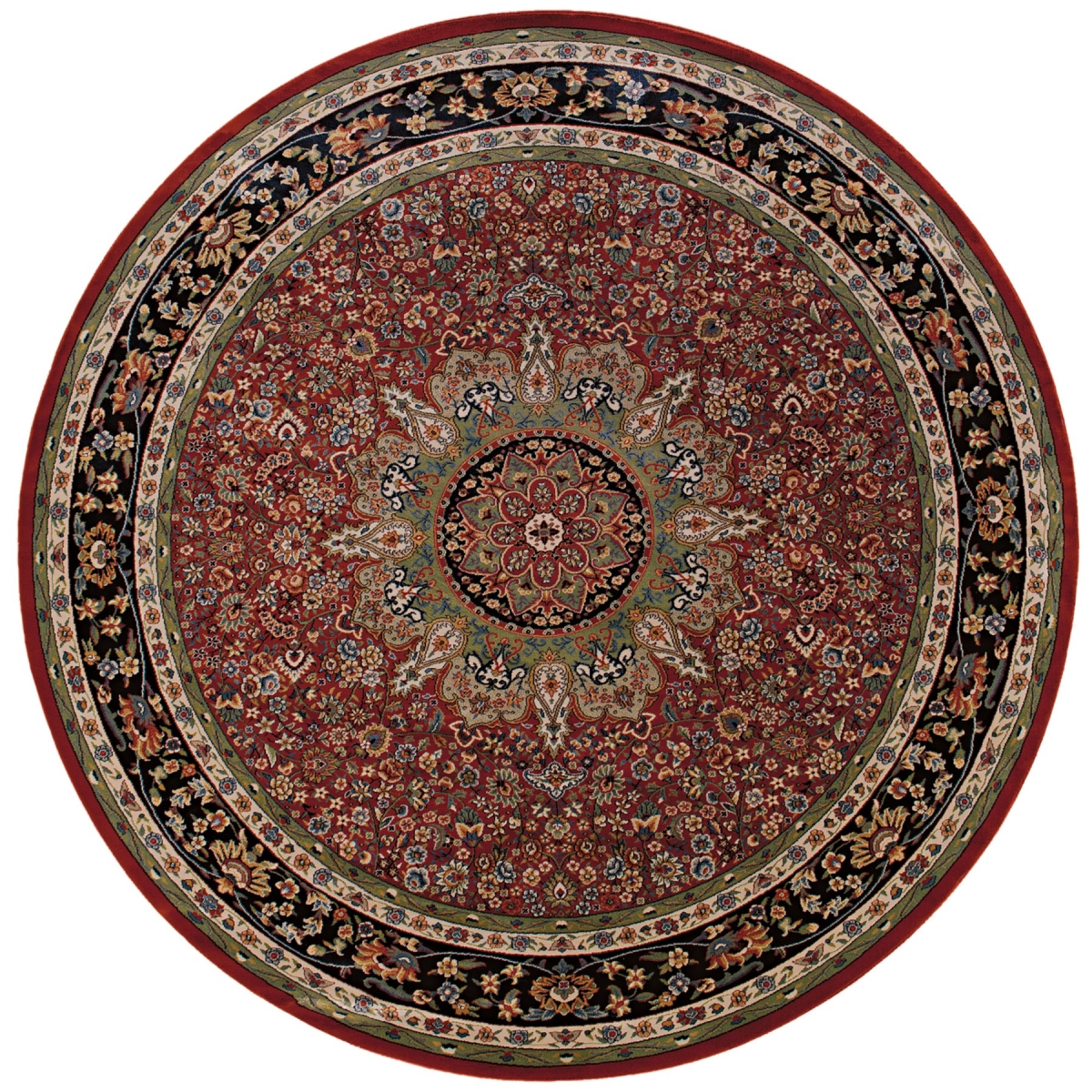 574138 8 ft. Red & Blue Oriental Round Traditional Rug