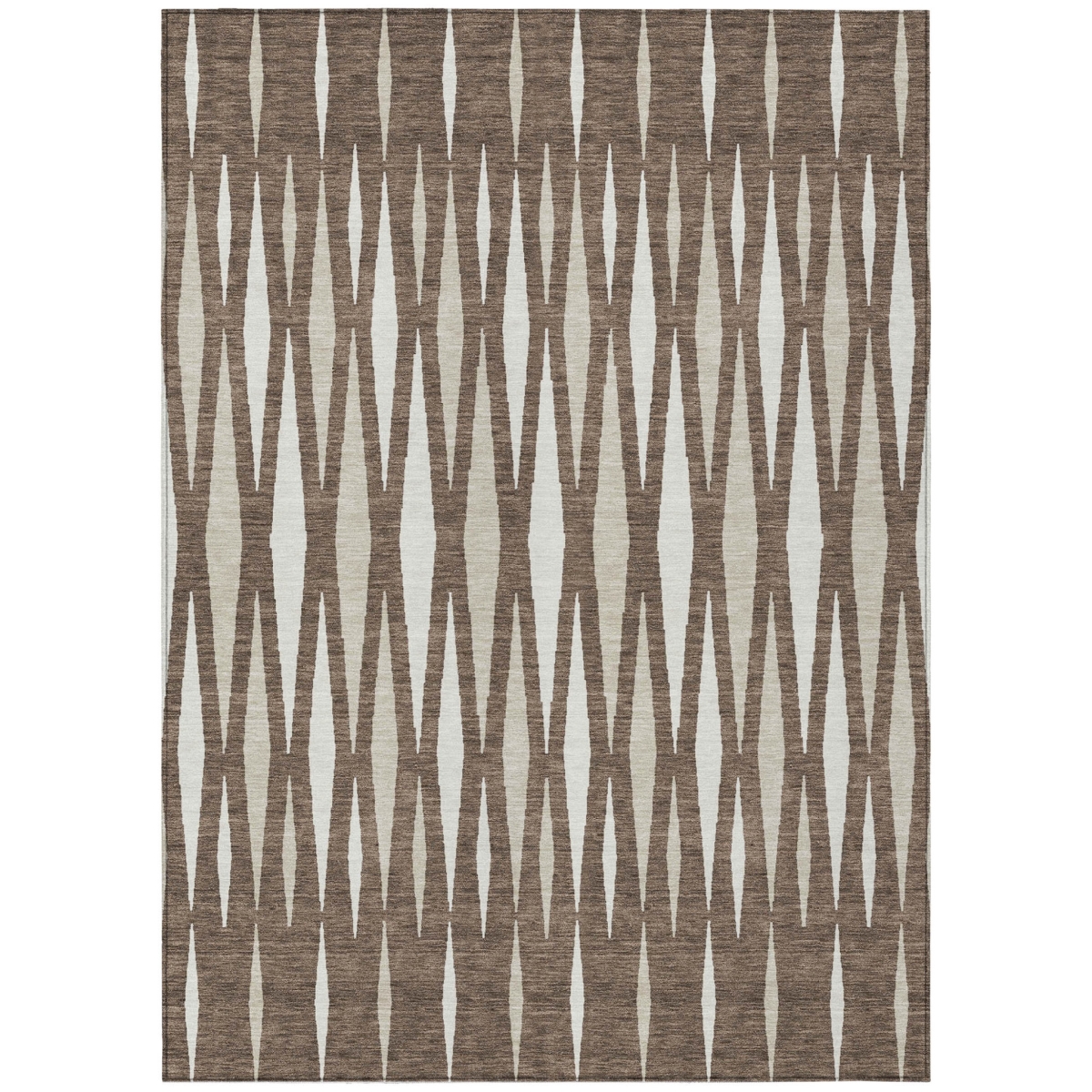 591871 9 x 12 ft. Brown & Ivory Geometric Washable Indoor & Outdoor Rectangle Area Rug