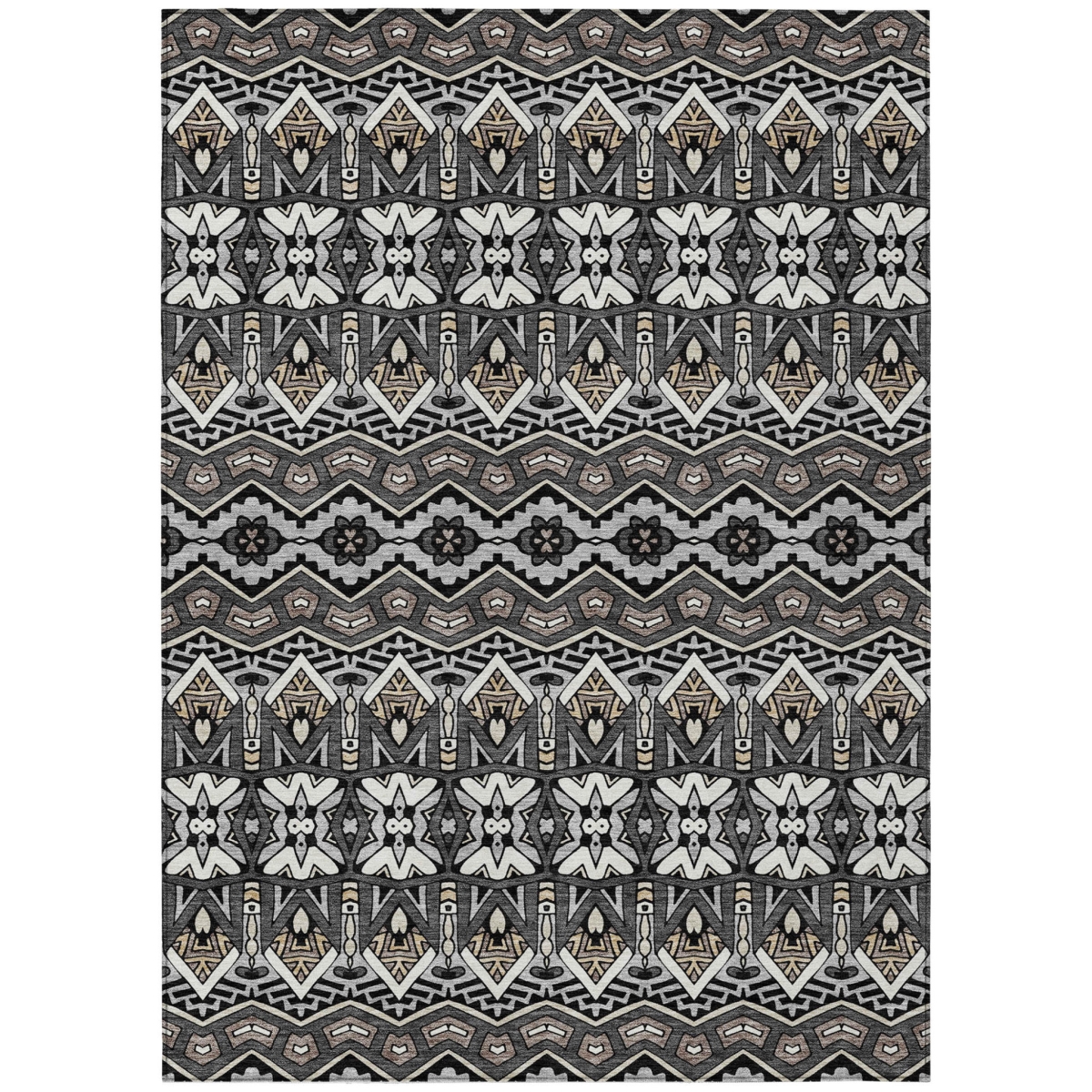 594314 9 x 12 ft. Charcoal, Brown & Ivory Moroccan Washable Indoor & Outdoor Rectangle Area Rug