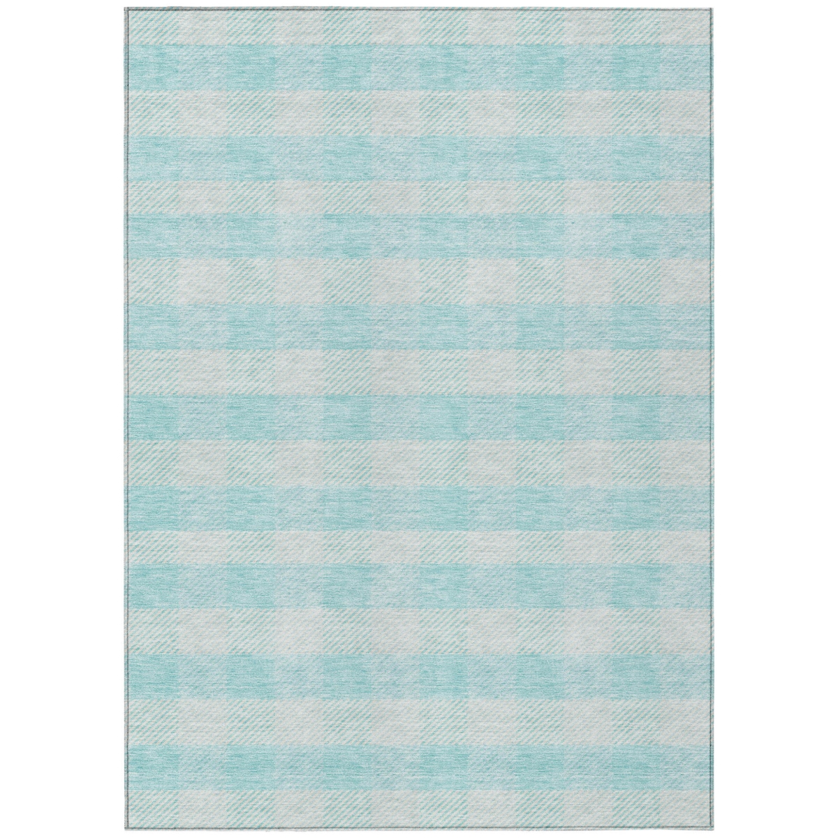 595456 10 x 14 ft. Aqua & Ivory Plaid Washable Indoor & Outdoor Rectangle Area Rug