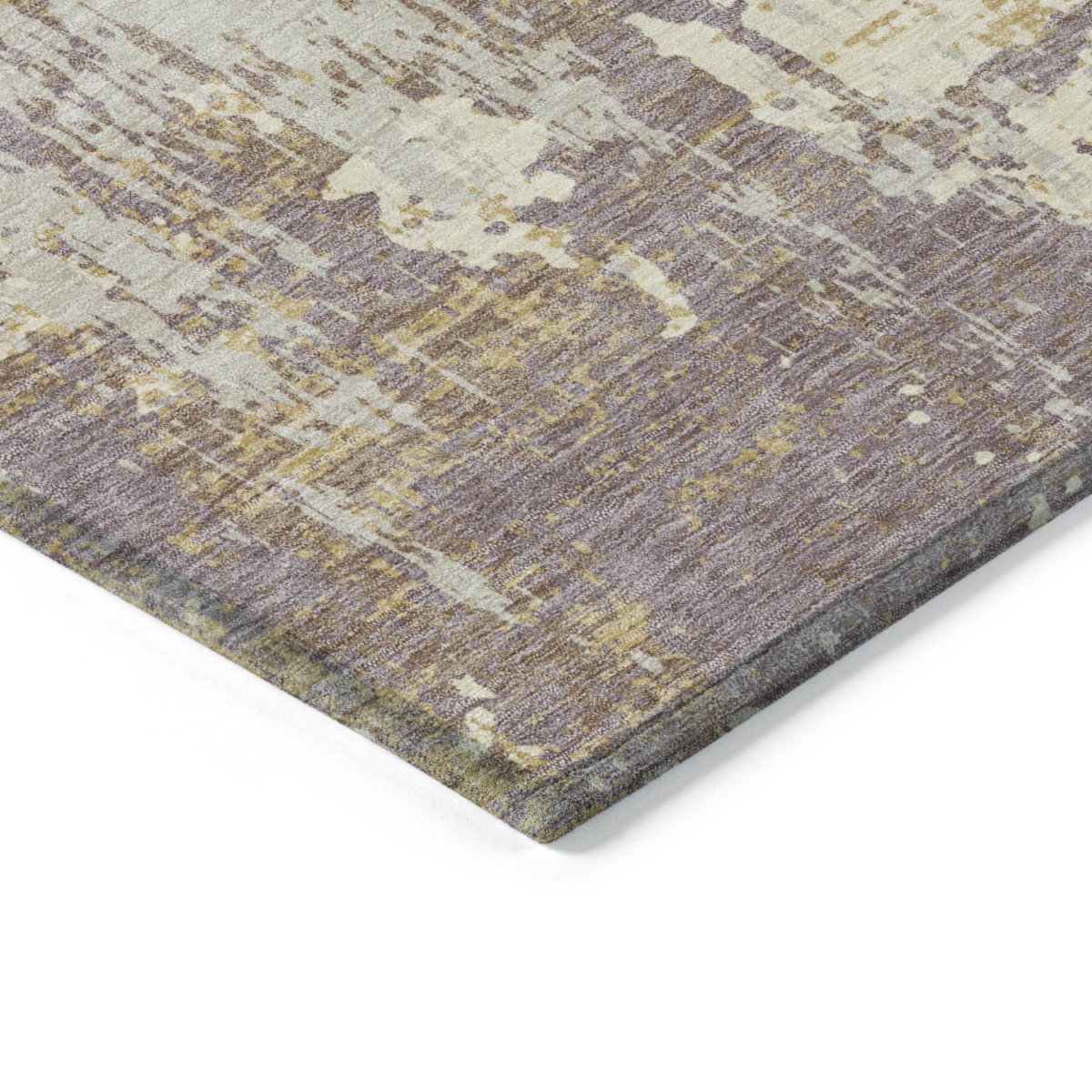 597985 10 x 14 ft. Lavender, Gold & Beige Abstract Washable Indoor & Outdoor Rectangle Area Rug