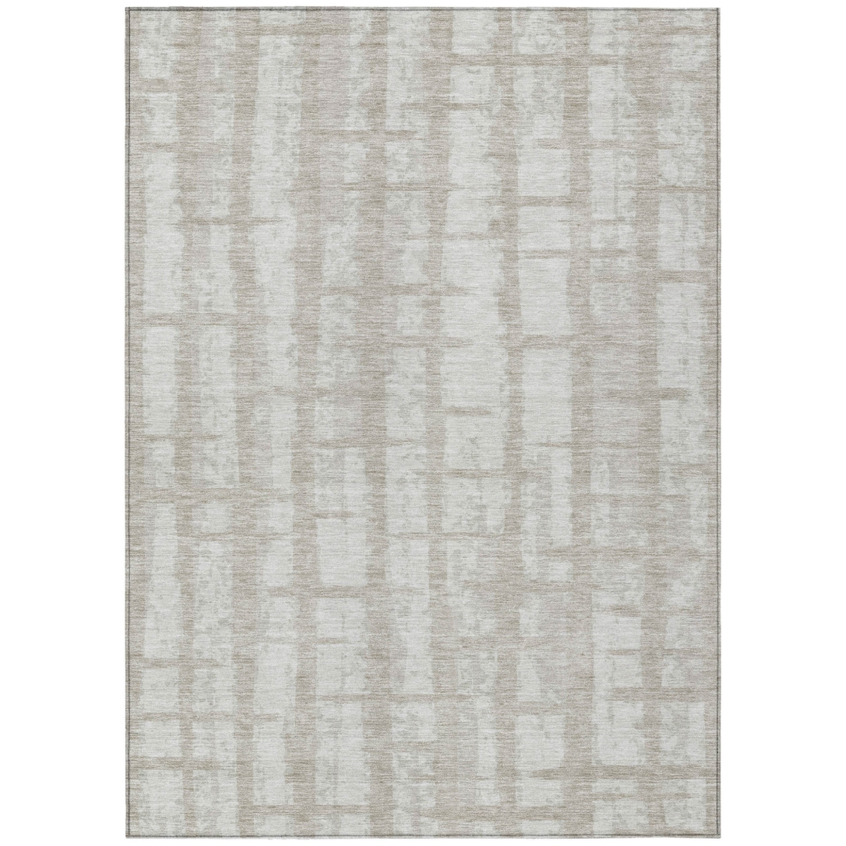 591248 10 x 14 ft. Taupe & Beige Striped Washable Indoor & Outdoor Rectangle Area Rug