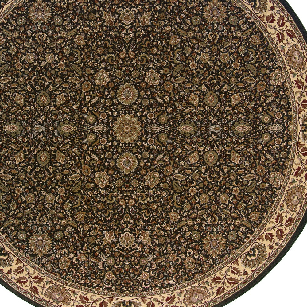 574140 6 ft. Brown Oriental Round Traditional Rug