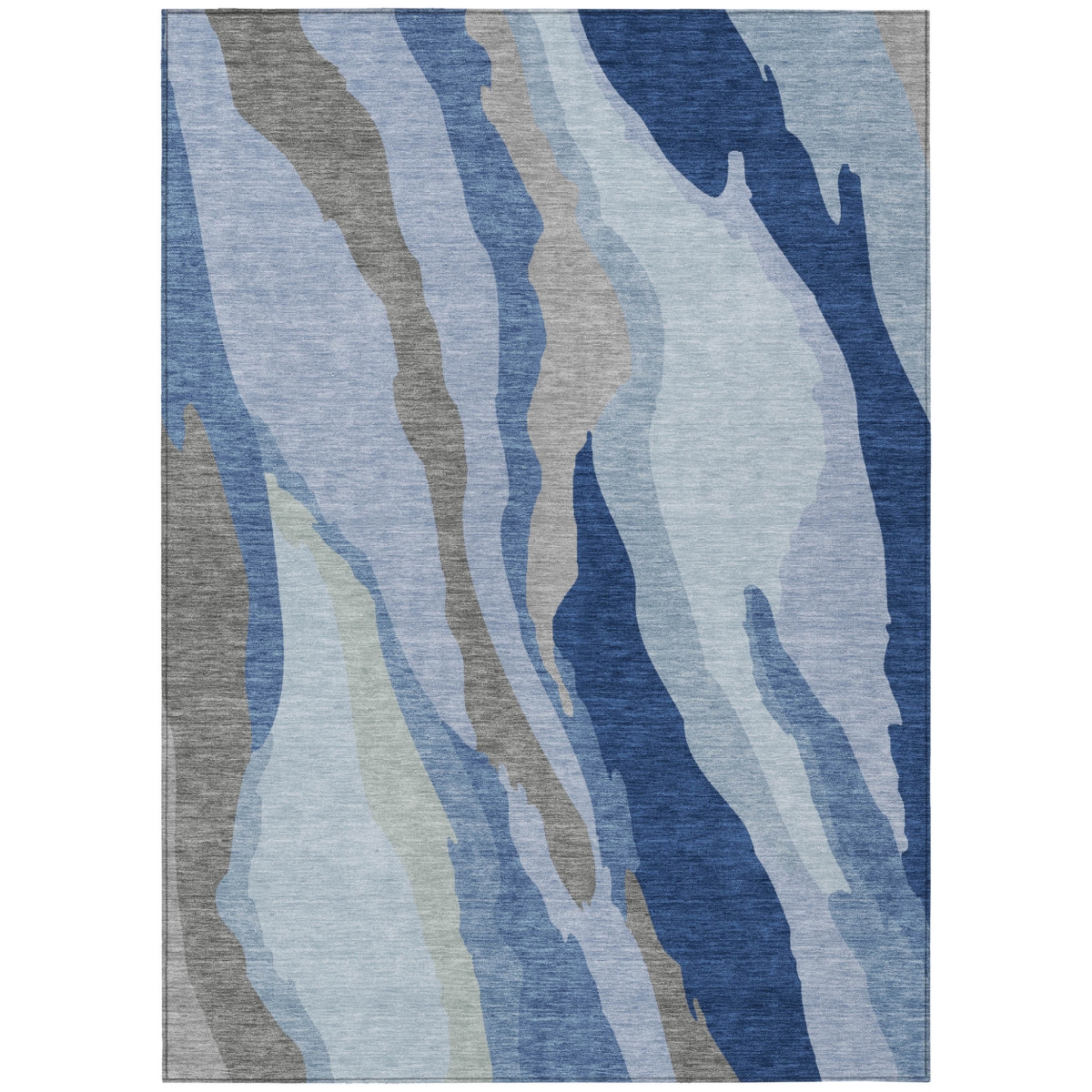 600958 9 x 12 ft. Blue, Gray & Ivory Abstract Washable Indoor & Outdoor Rectangle Area Rug