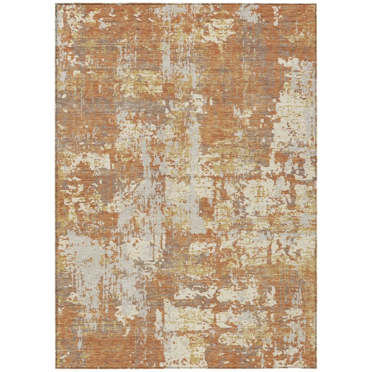 597953 8 x 10 ft. Copper, Gold & Ivory Abstract Washable Indoor & Outdoor Rectangle Area Rug
