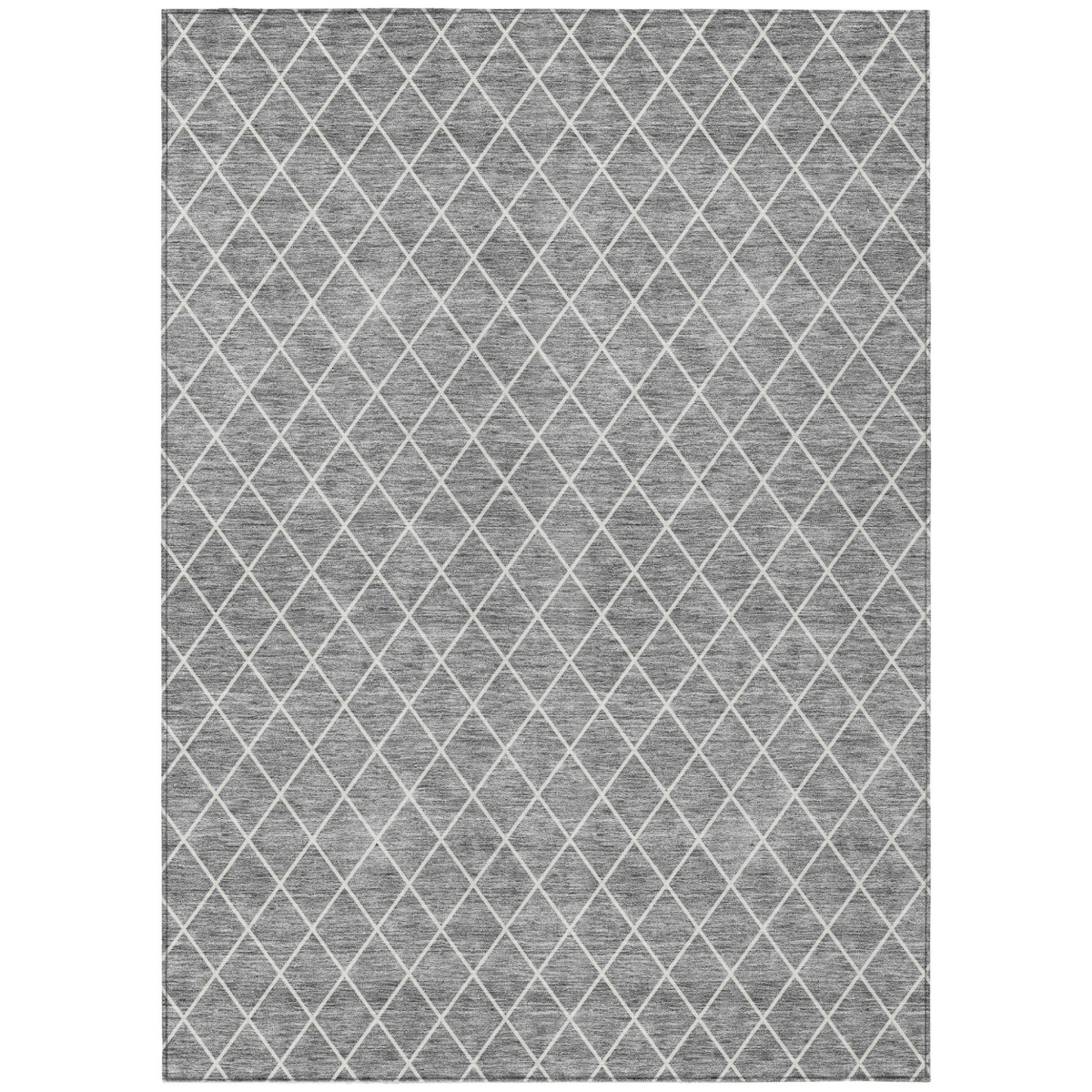 596106 5 x 8 ft. Gray & Ivory Geometric Washable Indoor & Outdoor Rectangle Area Rug