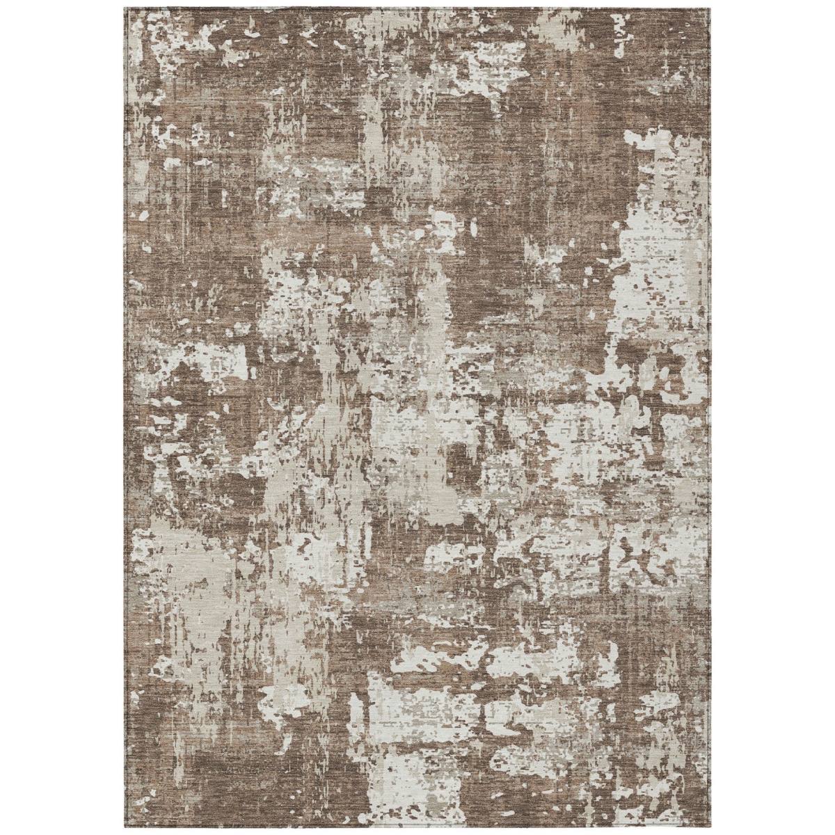 597943 10 x 14 ft. Brown & Beige Abstract Washable Indoor & Outdoor Rectangle Area Rug