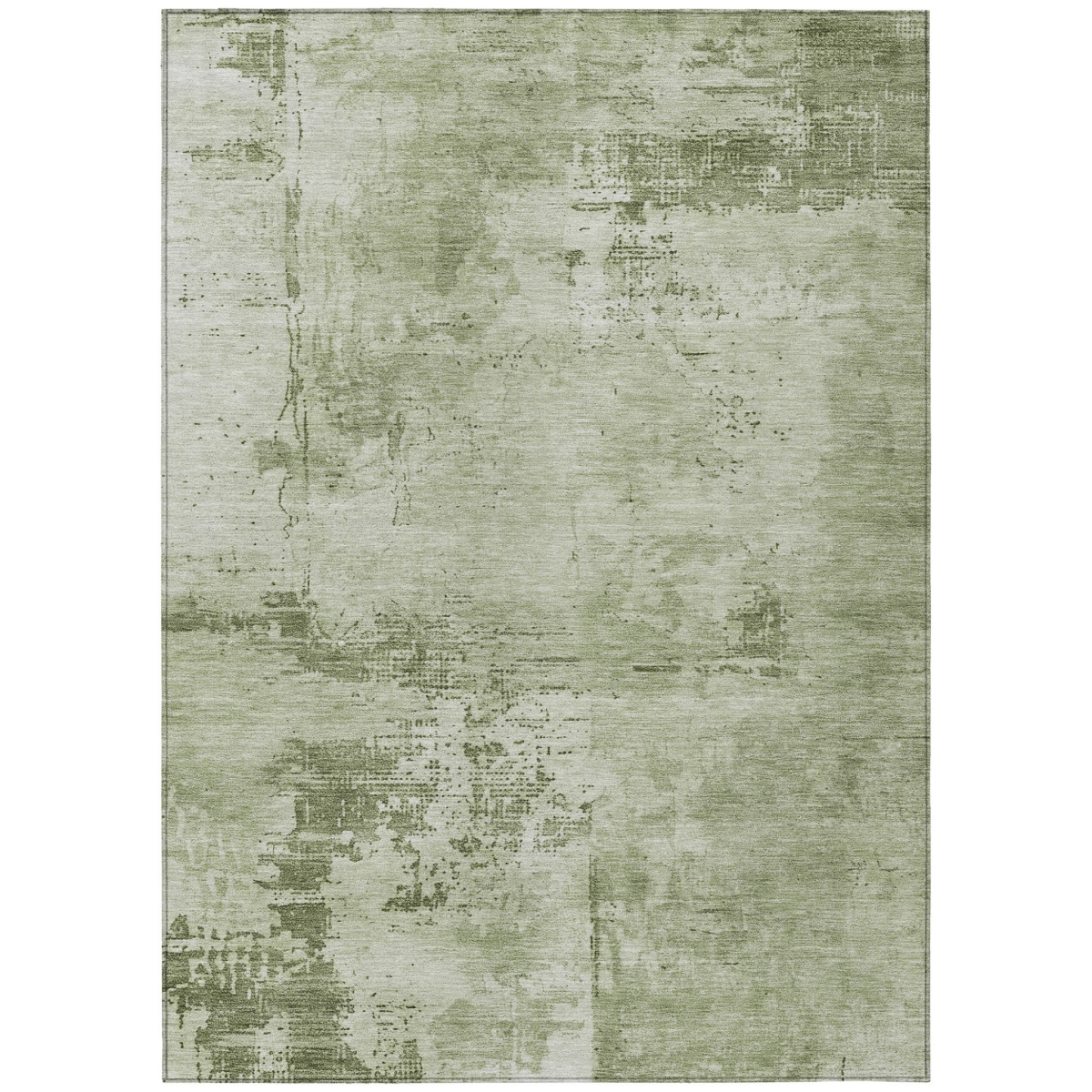 602735 9 x 12 ft. Olive Green & Ivory Abstract Washable Indoor & Outdoor Rectangle Area Rug